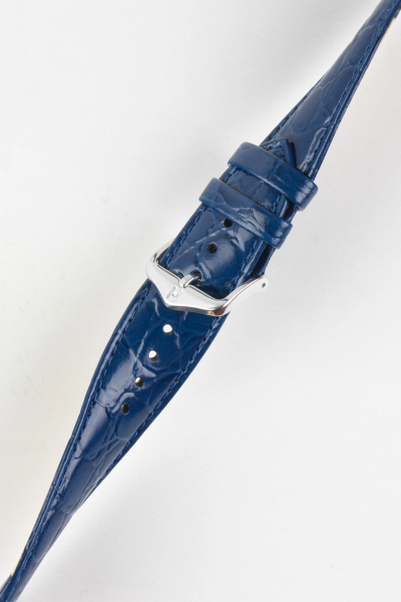 Hirsch CROCOGRAIN Crocodile Embossed Leather Watch Strap in MIDNIGHT BLUE - Image 5