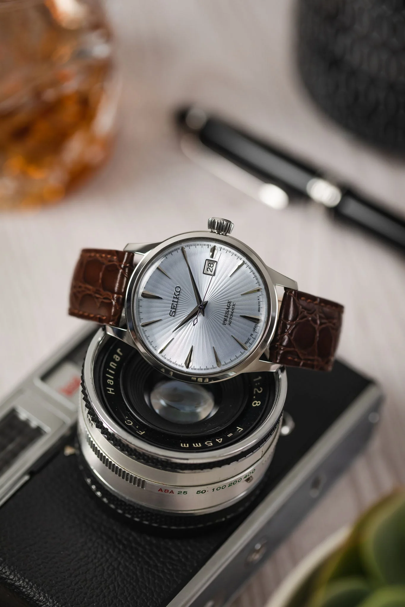 Hirsch CROCOGRAIN NQR Crocodile Embossed Leather Watch Strap in BROWN - Image 4