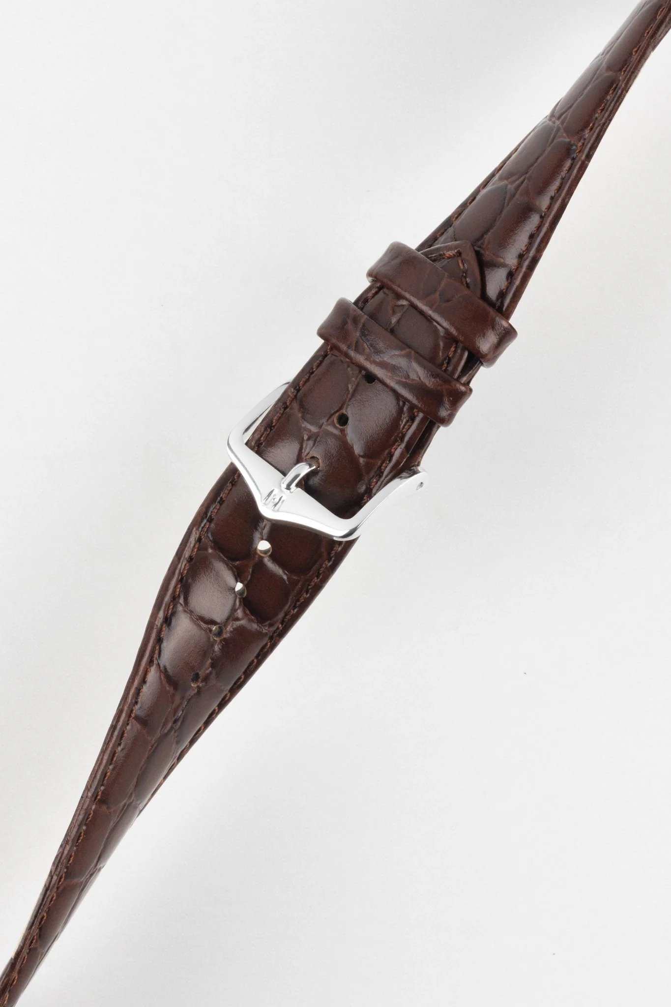 Hirsch CROCOGRAIN NQR Crocodile Embossed Leather Watch Strap in BROWN - Image 5