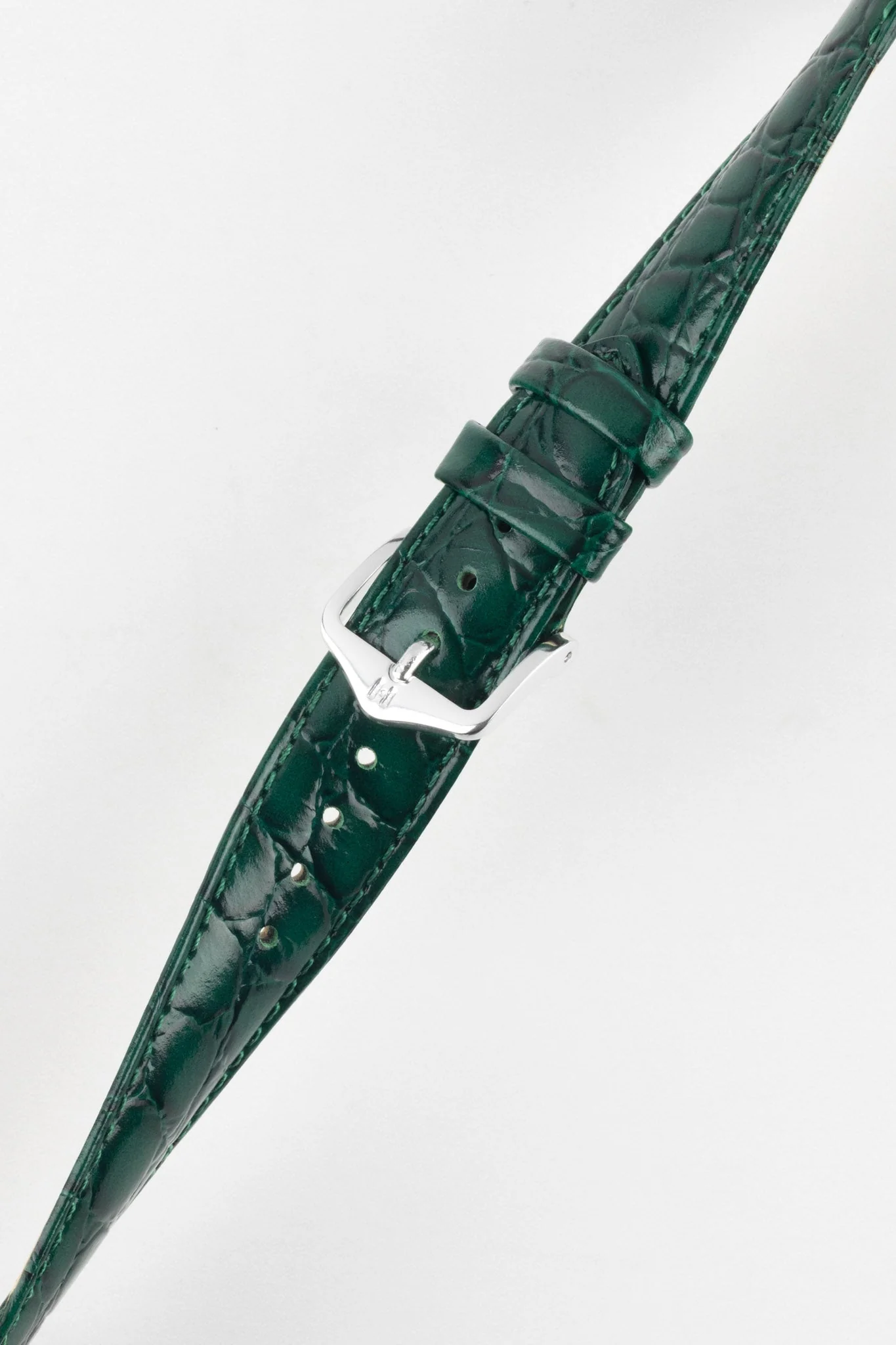 Hirsch CROCOGRAIN NQR Crocodile Embossed Leather Watch Strap in GREEN - Image 5