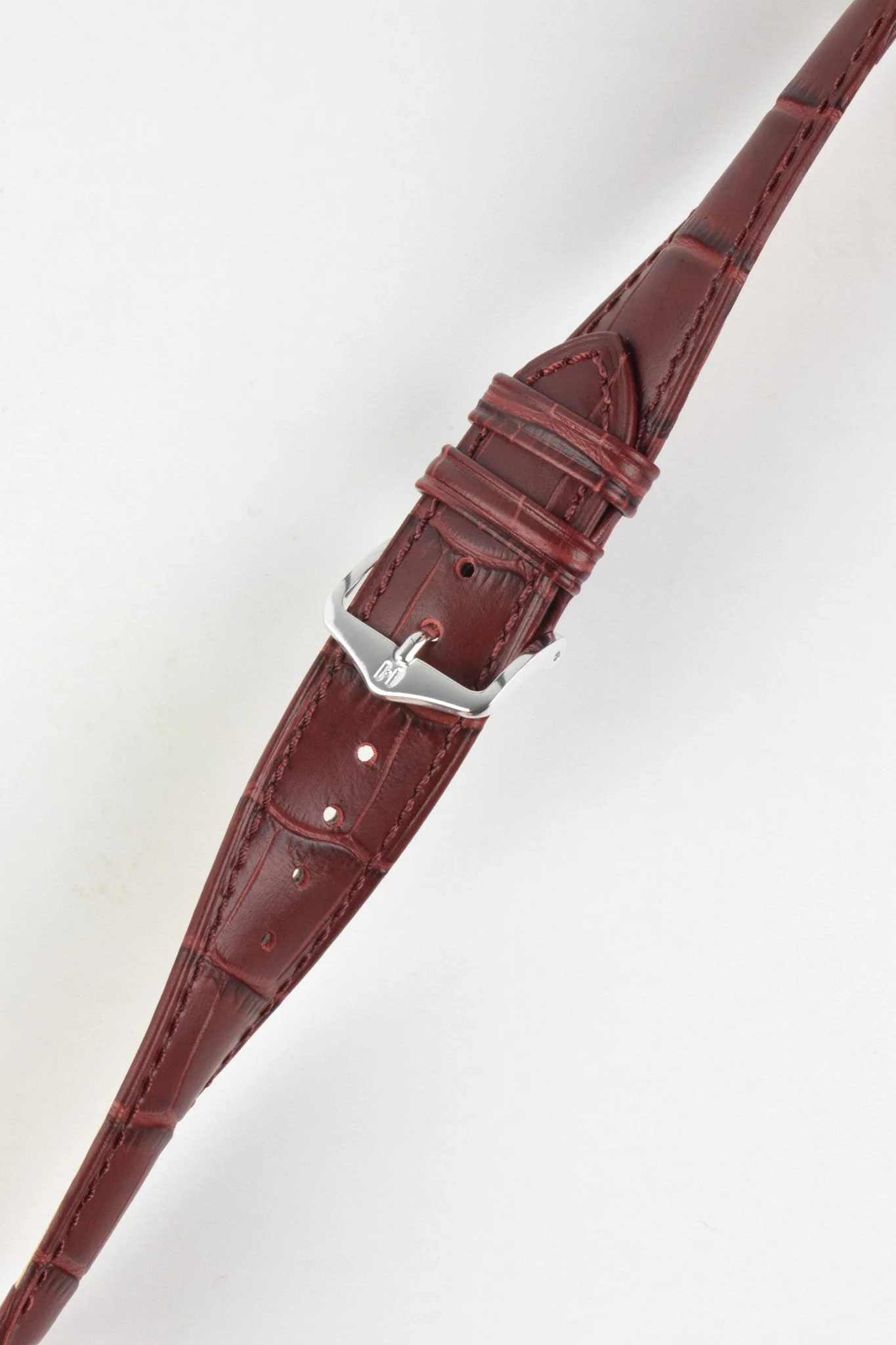 Hirsch DUKE Alligator Embossed Leather Watch Strap in BURGUNDY - Image 5