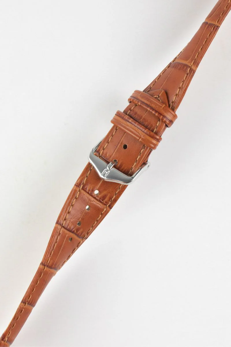 Hirsch DUKE Alligator Embossed Leather Watch Strap in HONEY - Image 5