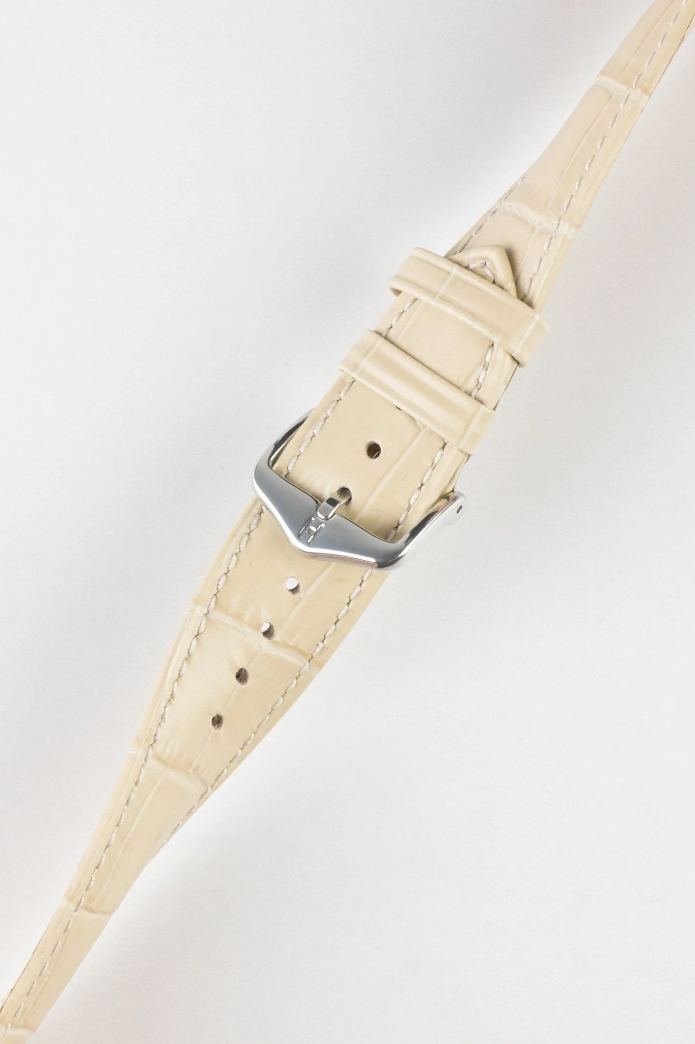 Hirsch DUKE Quick-Release Alligator Embossed Leather Watch Strap in BEIGE - Image 5