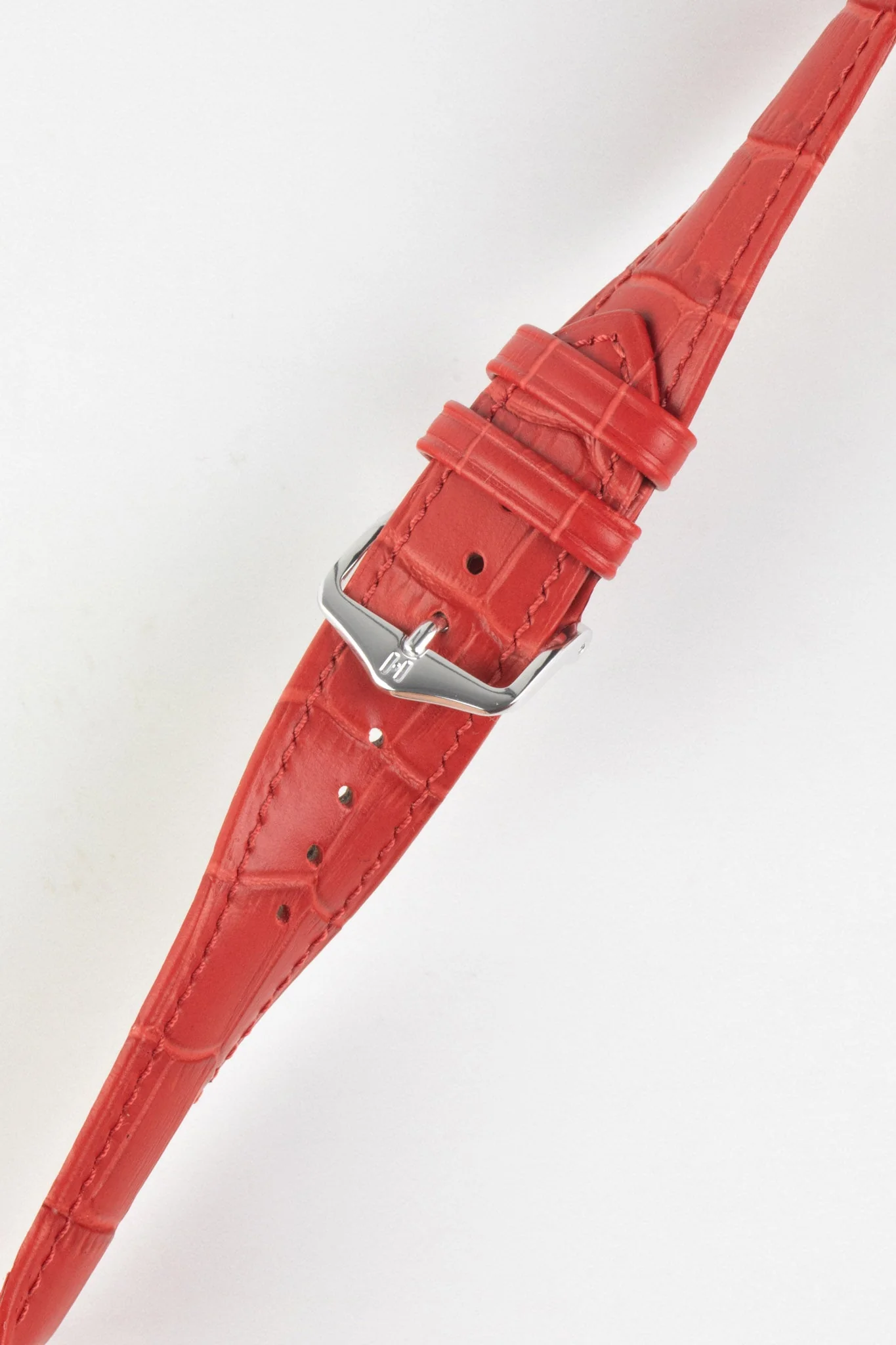 Hirsch DUKE Alligator Embossed Leather Watch Strap in RED - Image 5