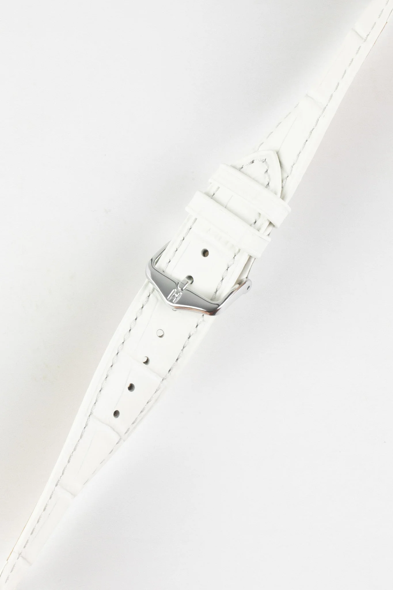 Hirsch DUKE Alligator Embossed Leather Watch Strap in WHITE - Image 5