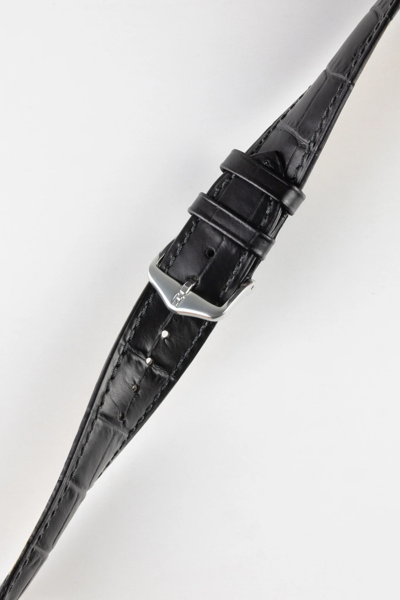 Hirsch DUKE Black Quick-Release Alligator Embossed Leather Watch Strap - Image 5