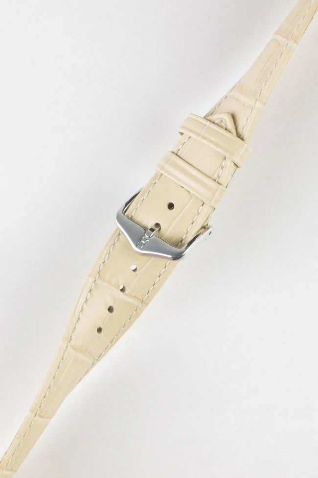 Hirsch DUKE NQR Alligator Embossed Leather Watch Strap - BEIGE - Image 5