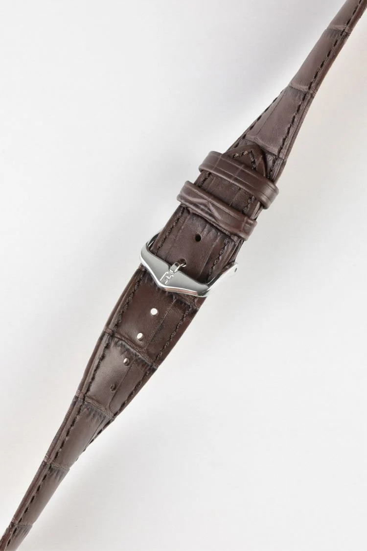 Hirsch DUKE NQR Alligator Embossed Leather Watch Strap - BROWN - Image 5