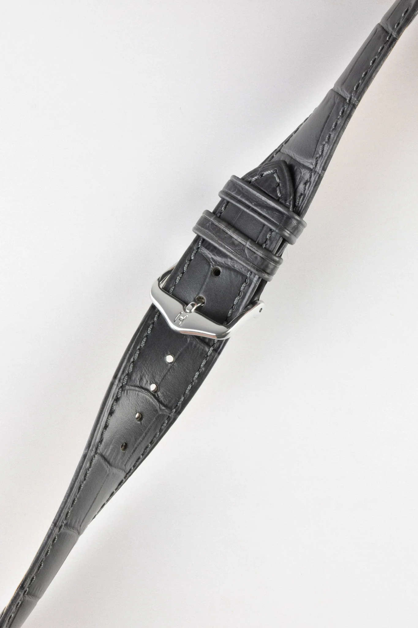 Hirsch DUKE NQR Alligator Embossed Leather Watch Strap - GREY - Image 5