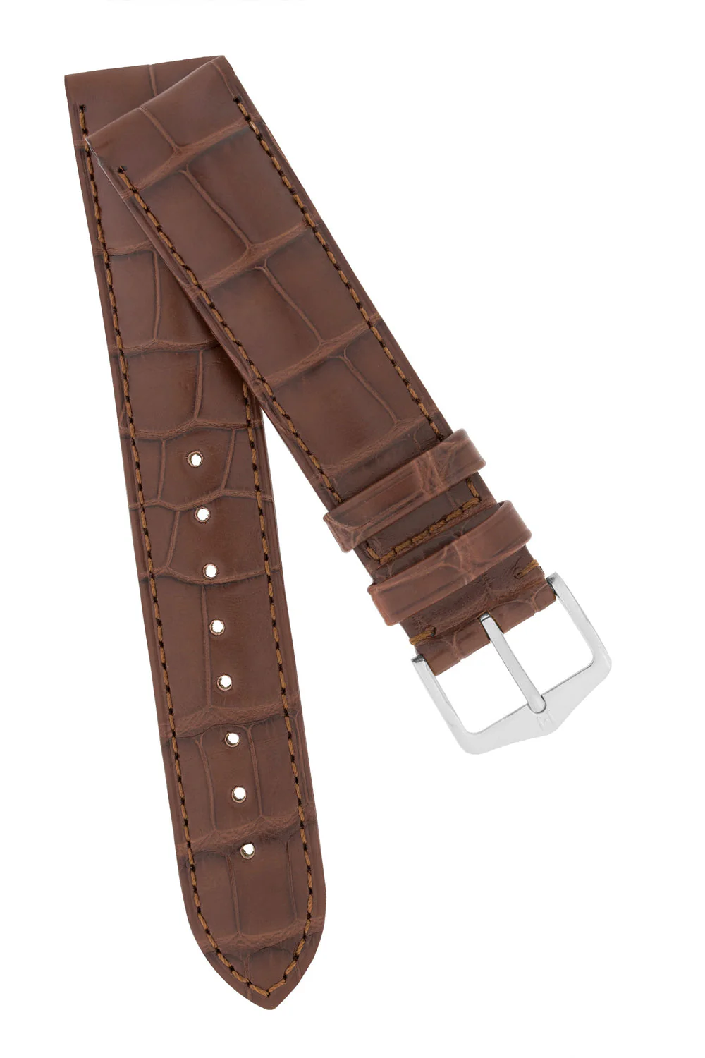 Hirsch EARL Genuine Alligator Watch Strap in BROWN - Image 4