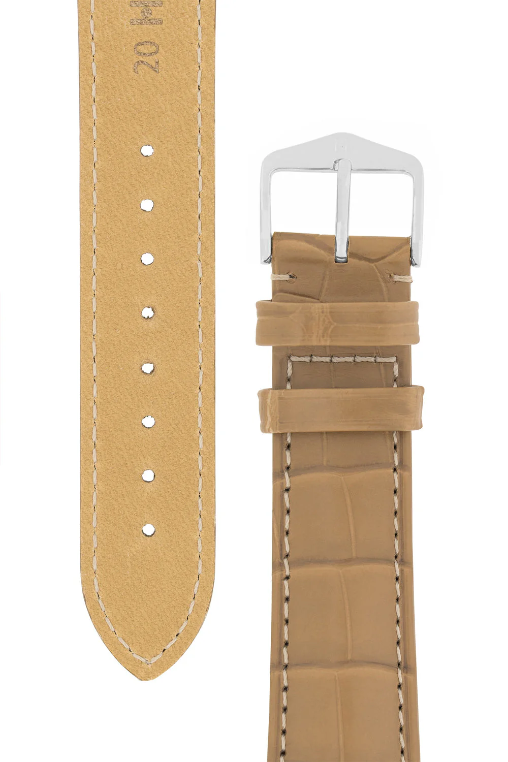 Hirsch EARL Genuine Alligator Watch Strap in BEIGE - Image 3
