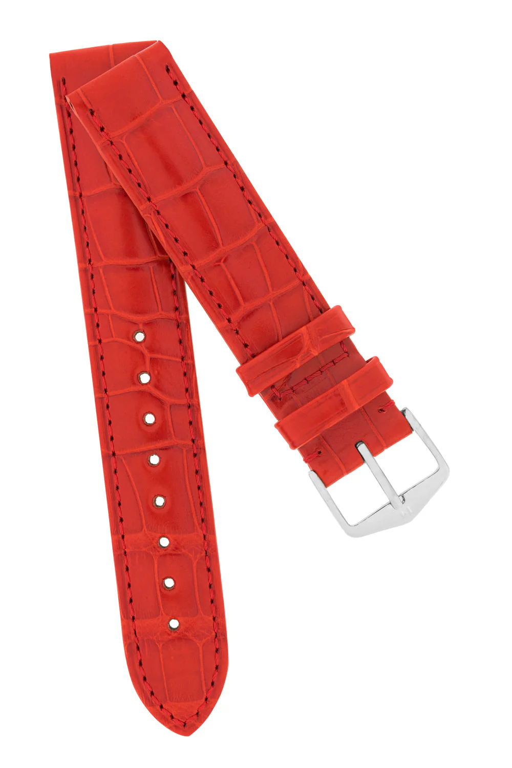 Hirsch EARL Genuine Alligator Watch Strap in RED - Image 4