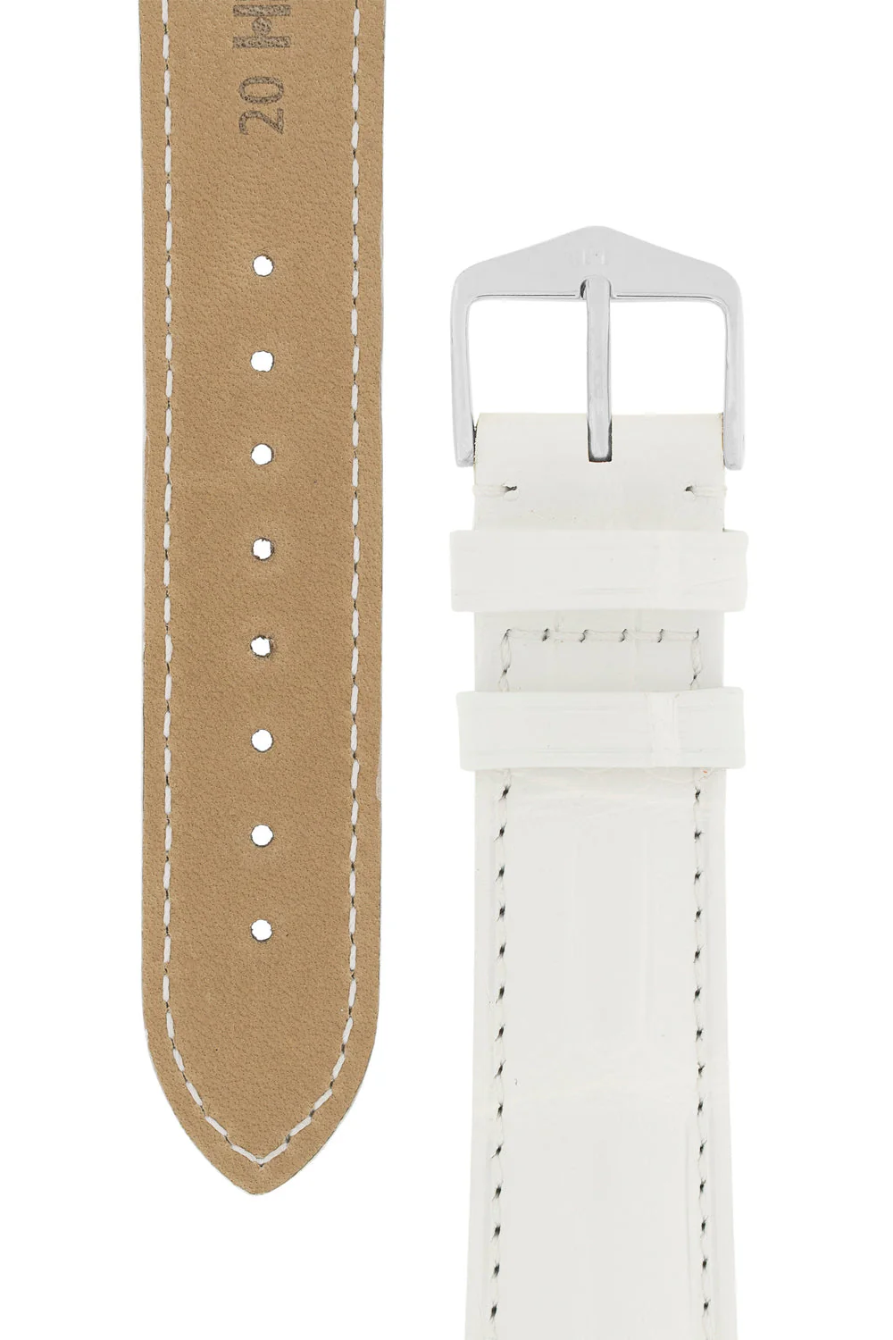 Hirsch EARL Genuine Alligator Watch Strap in WHITE - Image 3