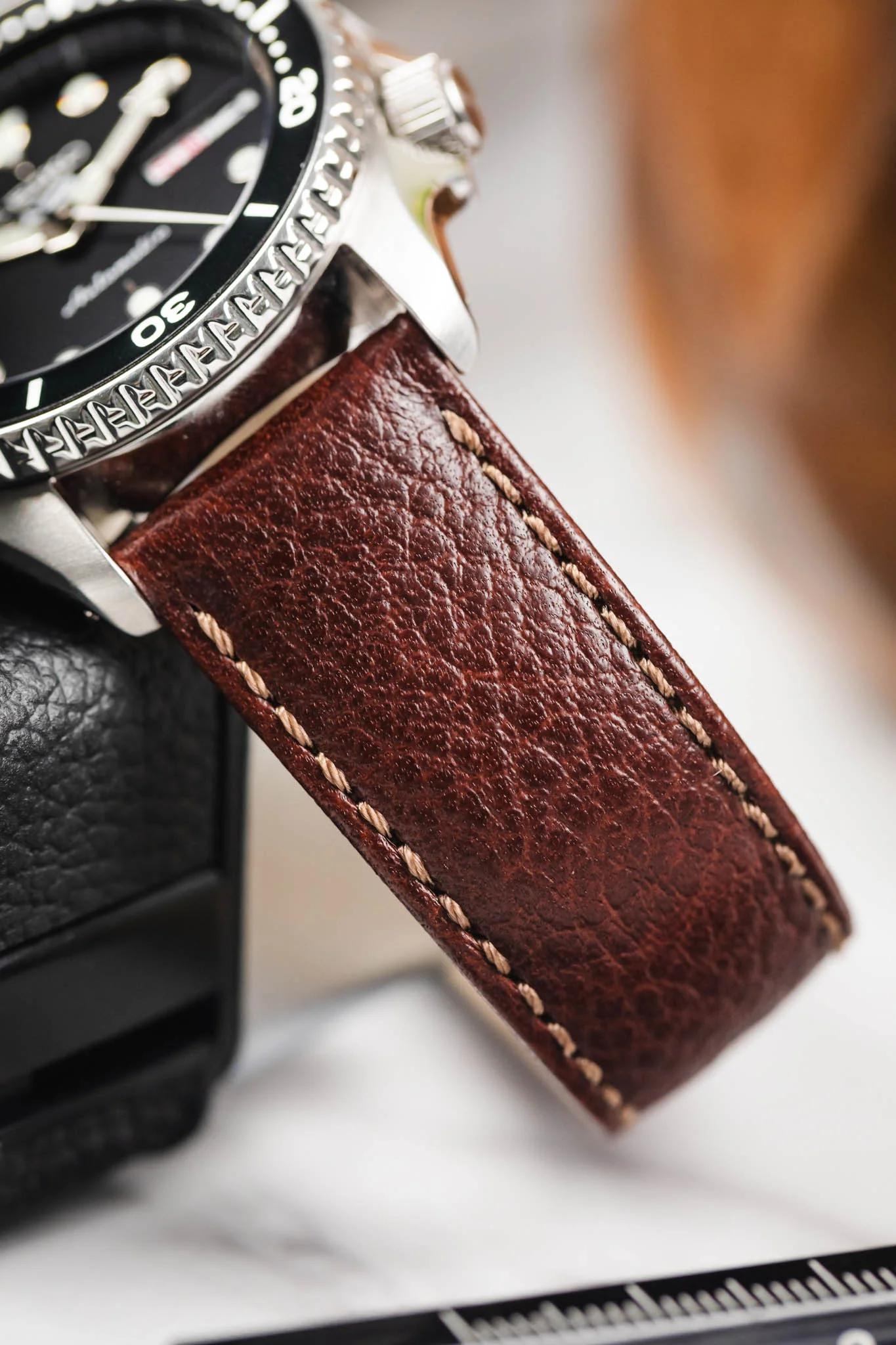Hirsch FOREST Buffalo Watch Strap in BROWN - Image 6