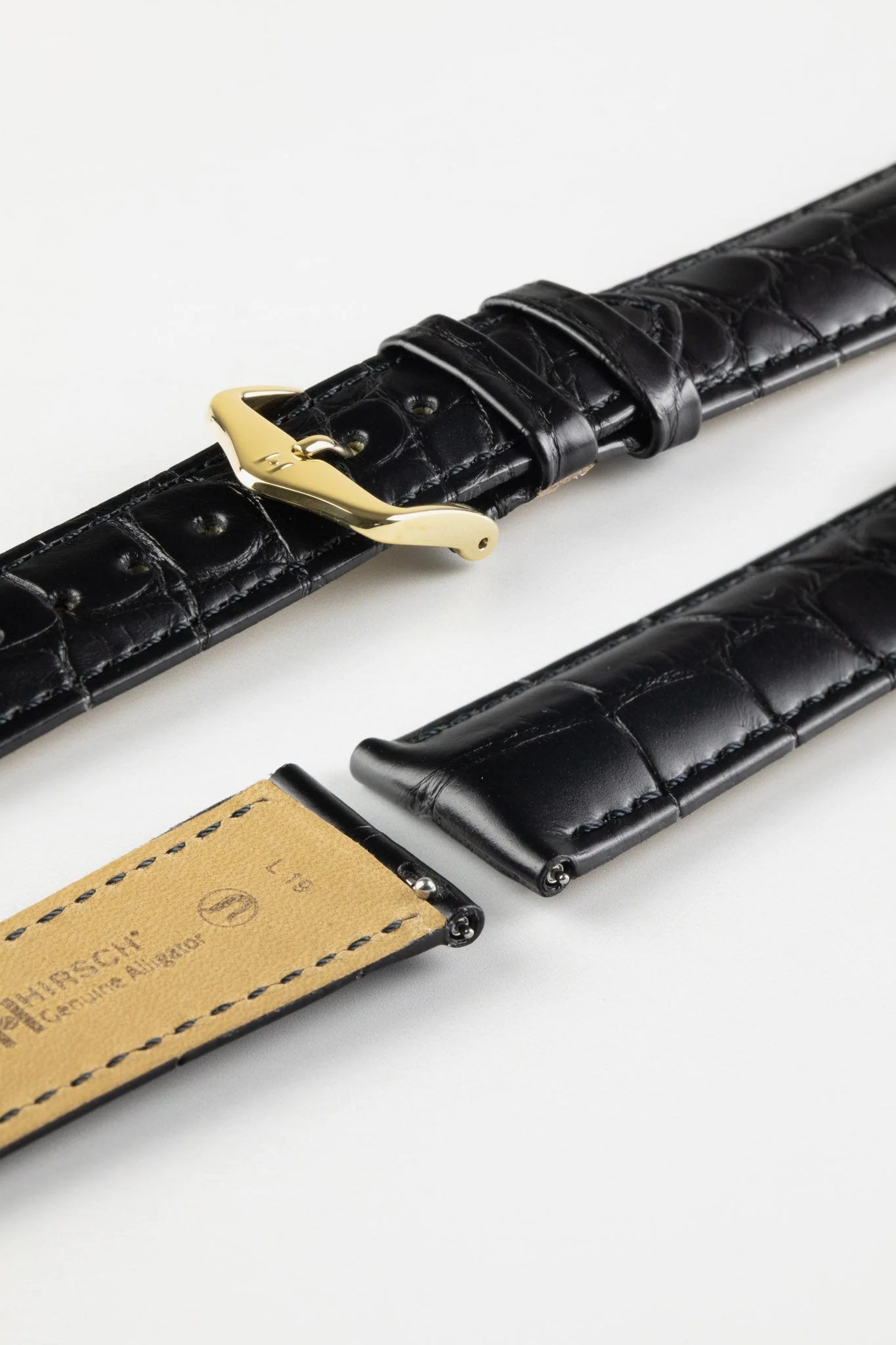 Hirsch GENUINE ALLIGATOR Louisiana Alligator Quick-Release Watch Strap in BLACK - Image 7