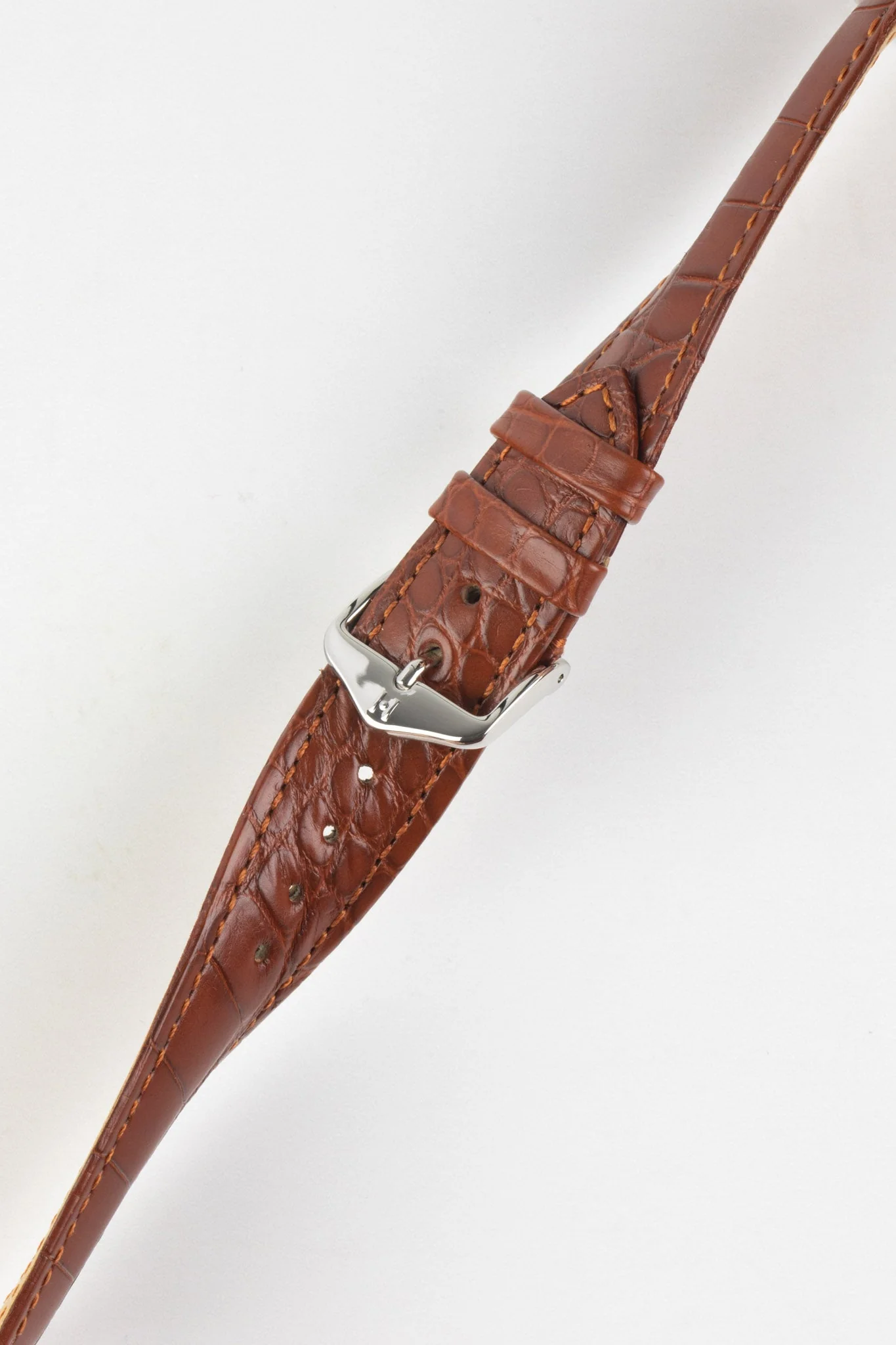 Hirsch GENUINE ALLIGATOR Louisiana Alligator Watch Strap in GOLD BROWN - Image 5