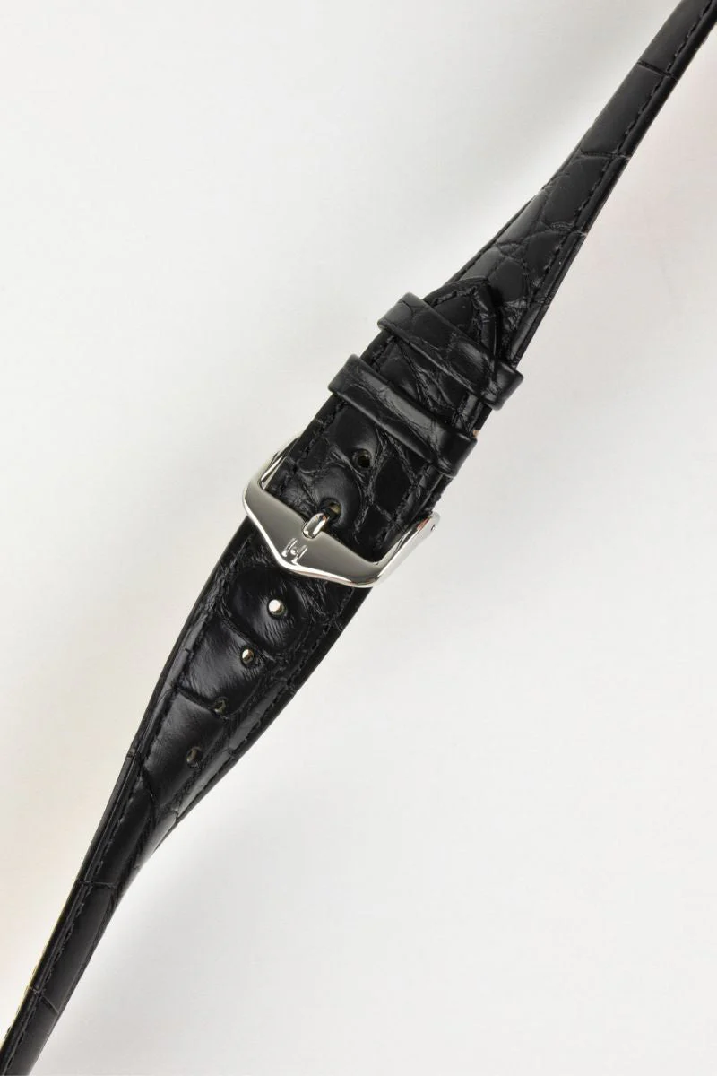 Hirsch GENUINE ALLIGATOR NQR Louisiana Alligator Leather Watch Strap in BLACK - Image 3