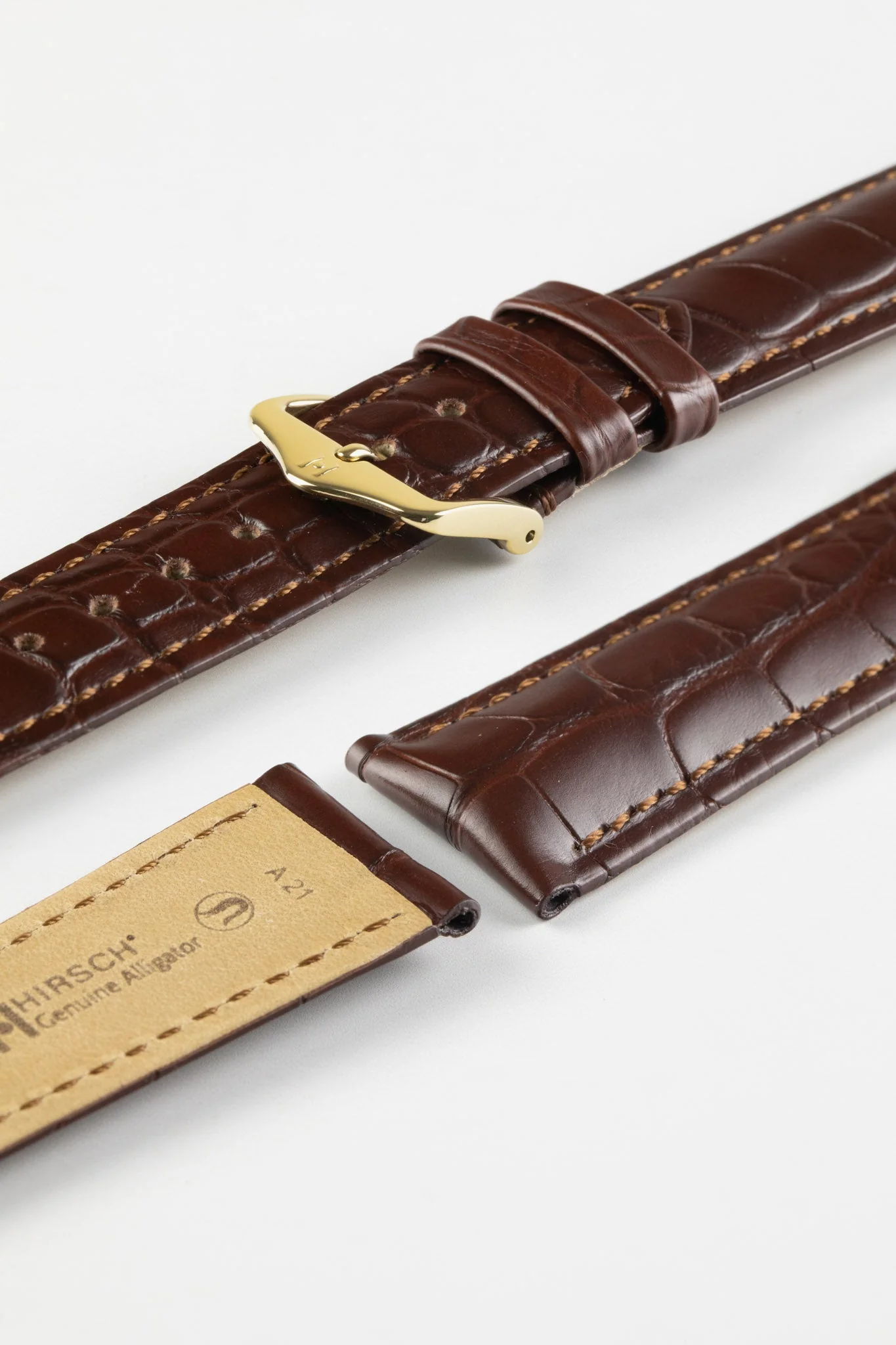 Hirsch GENUINE ALLIGATOR NQR Louisiana Alligator Leather Watch Strap in BROWN - Image 7