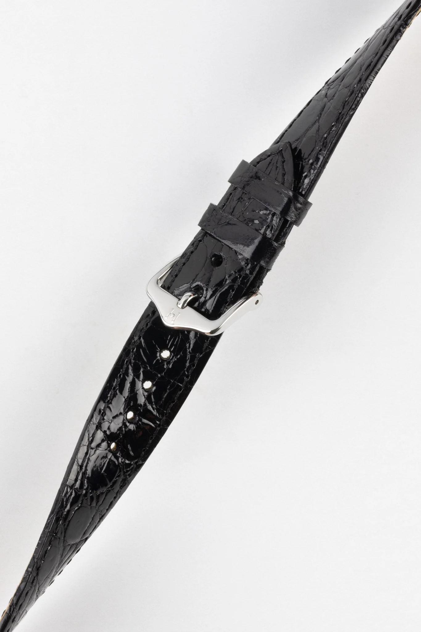 Hirsch GENUINE CROCO Open-Ended Crocodile Leather Watch Strap in BLACK - Image 3