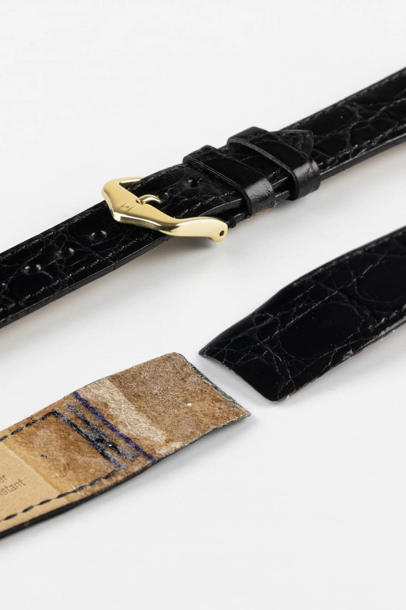 Hirsch GENUINE CROCO Open-Ended Crocodile Leather Watch Strap in BLACK - Image 5