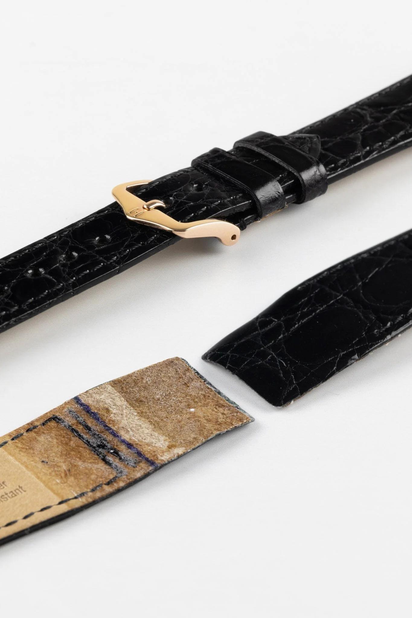 Hirsch GENUINE CROCO Open-Ended Crocodile Leather Watch Strap in BLACK - Image 6