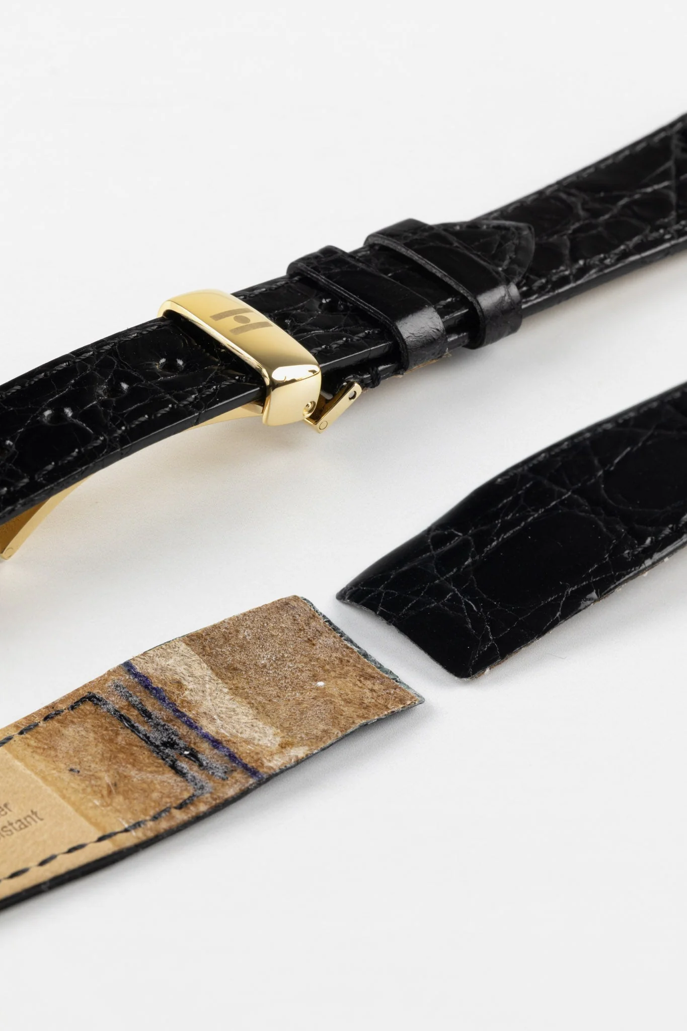 Hirsch GENUINE CROCO Open-Ended Crocodile Leather Watch Strap in BLACK - Image 8