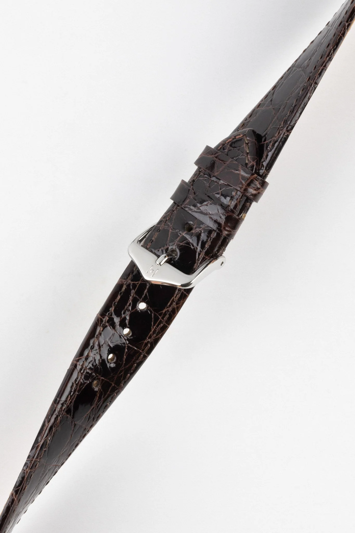 Hirsch GENUINE CROCO Open-Ended Crocodile Leather Watch Strap in BROWN - Image 3