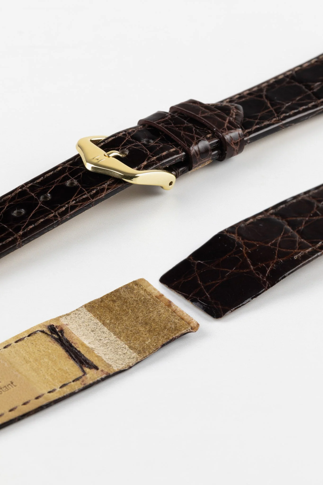 Hirsch GENUINE CROCO Open-Ended Crocodile Leather Watch Strap in BROWN - Image 5