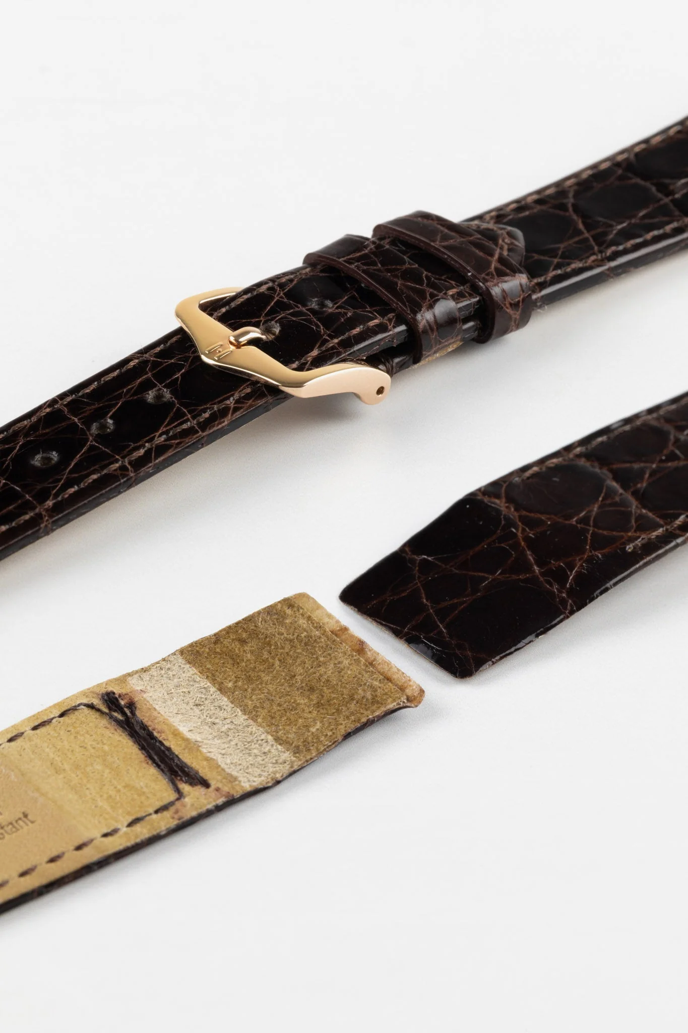 Hirsch GENUINE CROCO Open-Ended Crocodile Leather Watch Strap in BROWN - Image 6