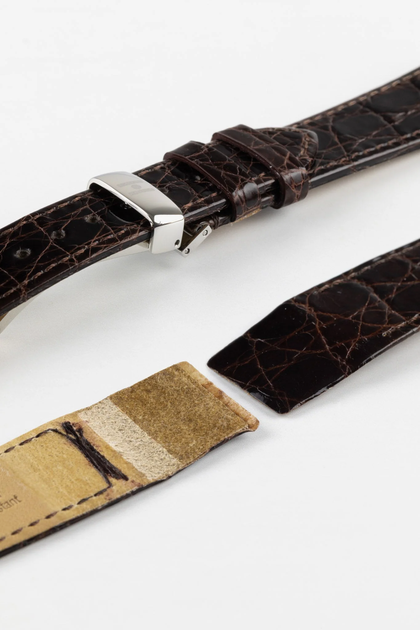 Hirsch GENUINE CROCO Open-Ended Crocodile Leather Watch Strap in BROWN - Image 7