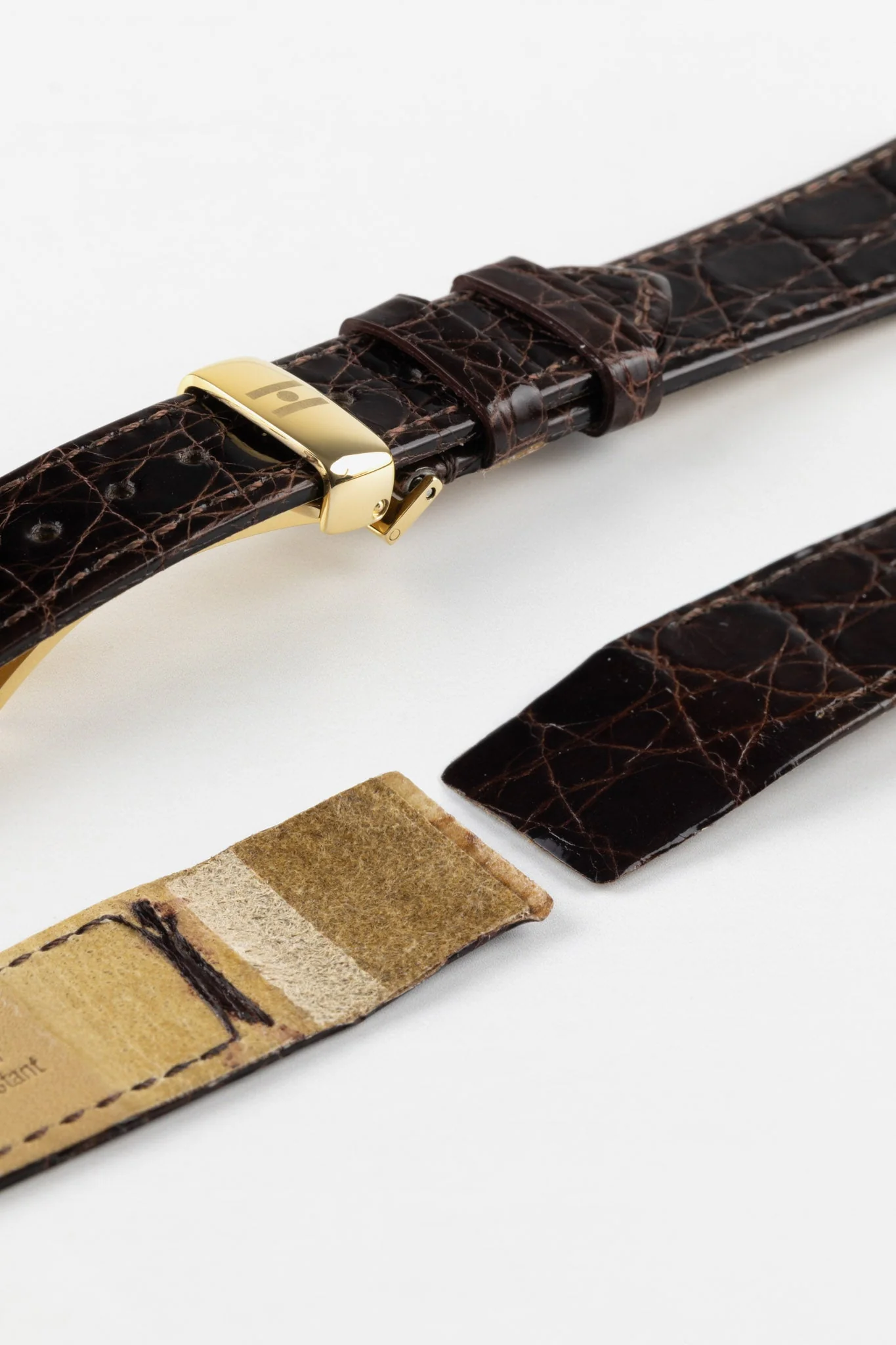 Hirsch GENUINE CROCO Open-Ended Crocodile Leather Watch Strap in BROWN - Image 8