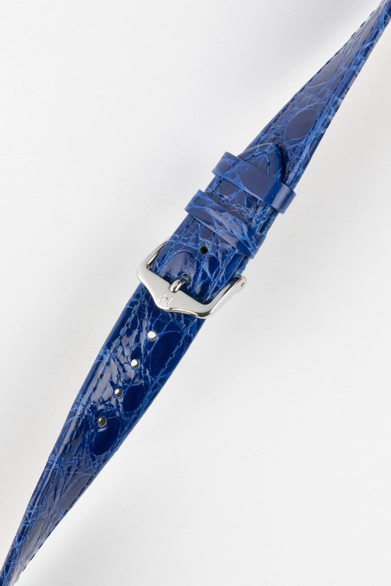 Hirsch GENUINE CROCO Shiny Crocodile Leather Watch Strap in ROYAL BLUE - Image 5
