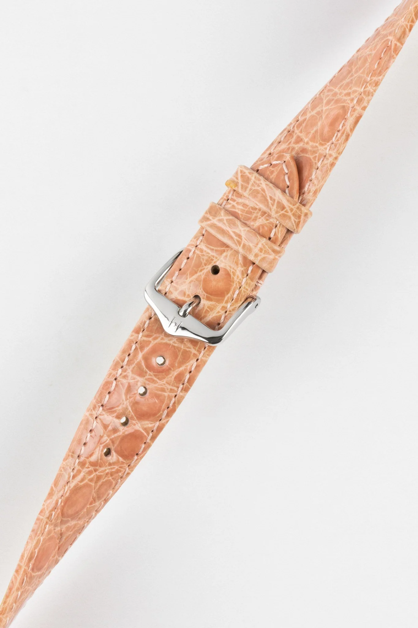 Hirsch GENUINE CROCO Shiny Crocodile Leather Watch Strap in ROSA - Image 5