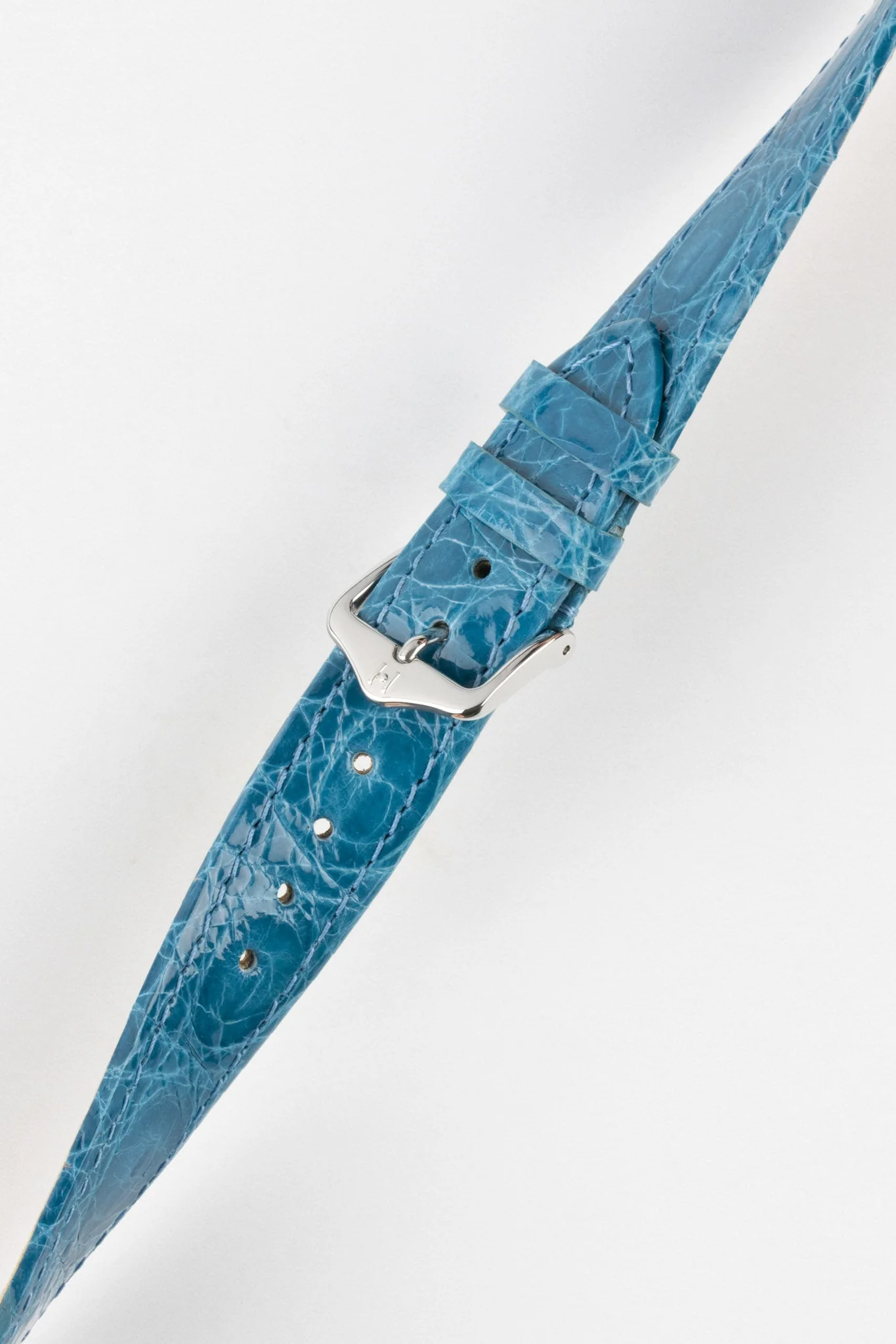 Hirsch GENUINE CROCO Shiny Crocodile Leather Watch Strap in TURQUOISE - Image 5