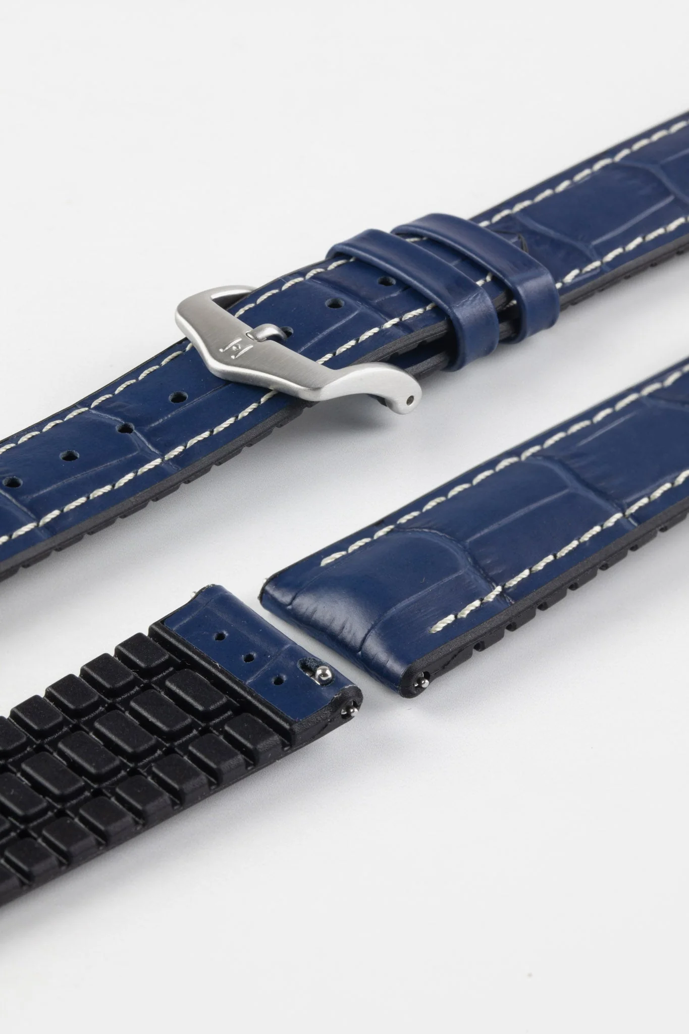 Hirsch GEORGE Alligator Printed Performance Blue Watch Strap - Image 10