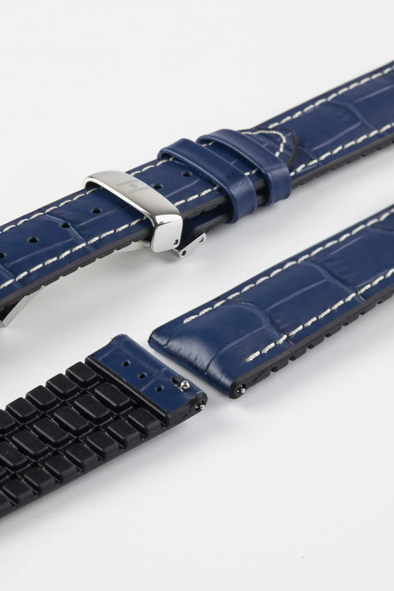 Hirsch GEORGE Alligator Printed Performance Blue Watch Strap - Image 11