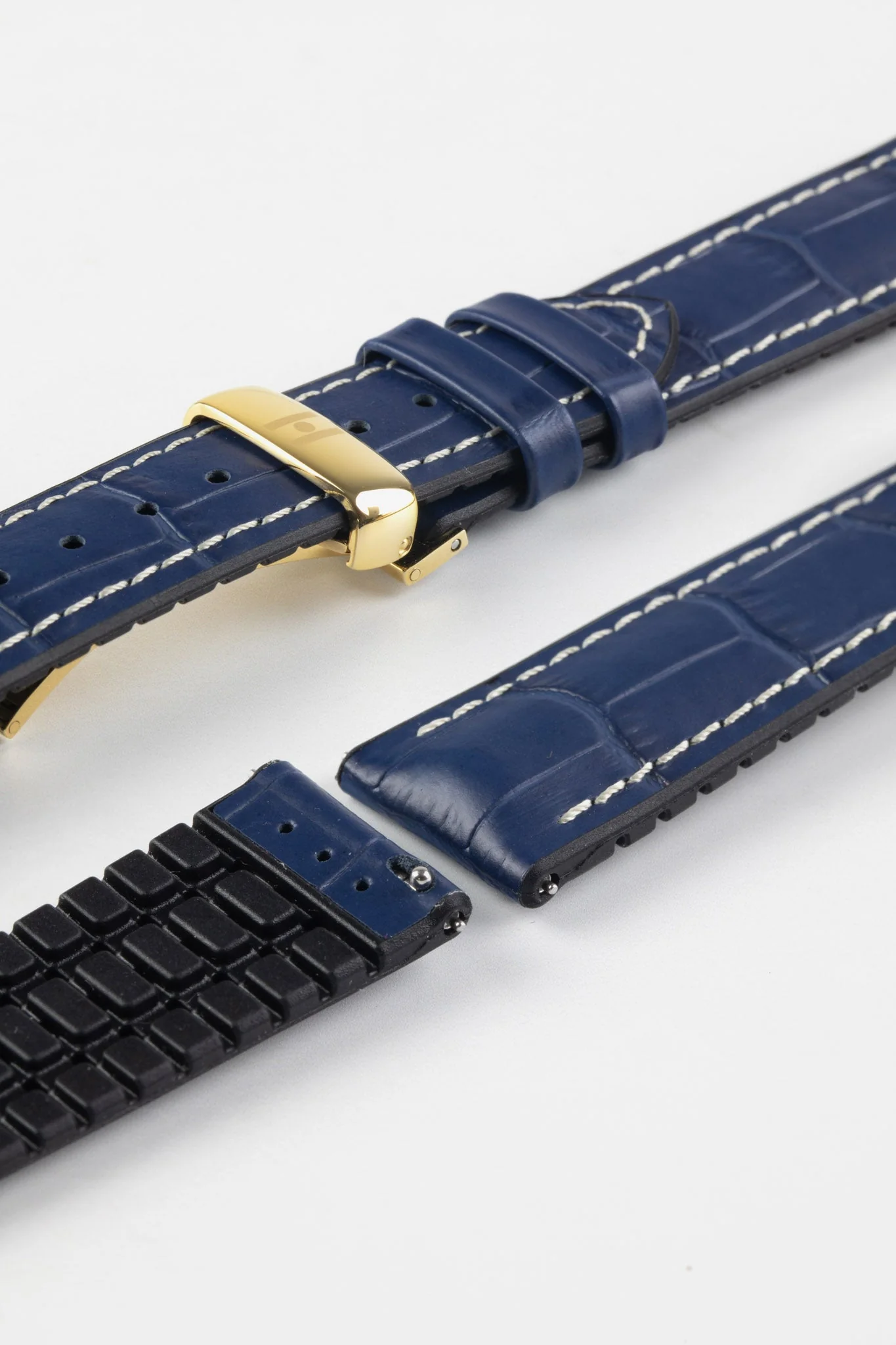Hirsch GEORGE Alligator Printed Performance Blue Watch Strap - Image 12