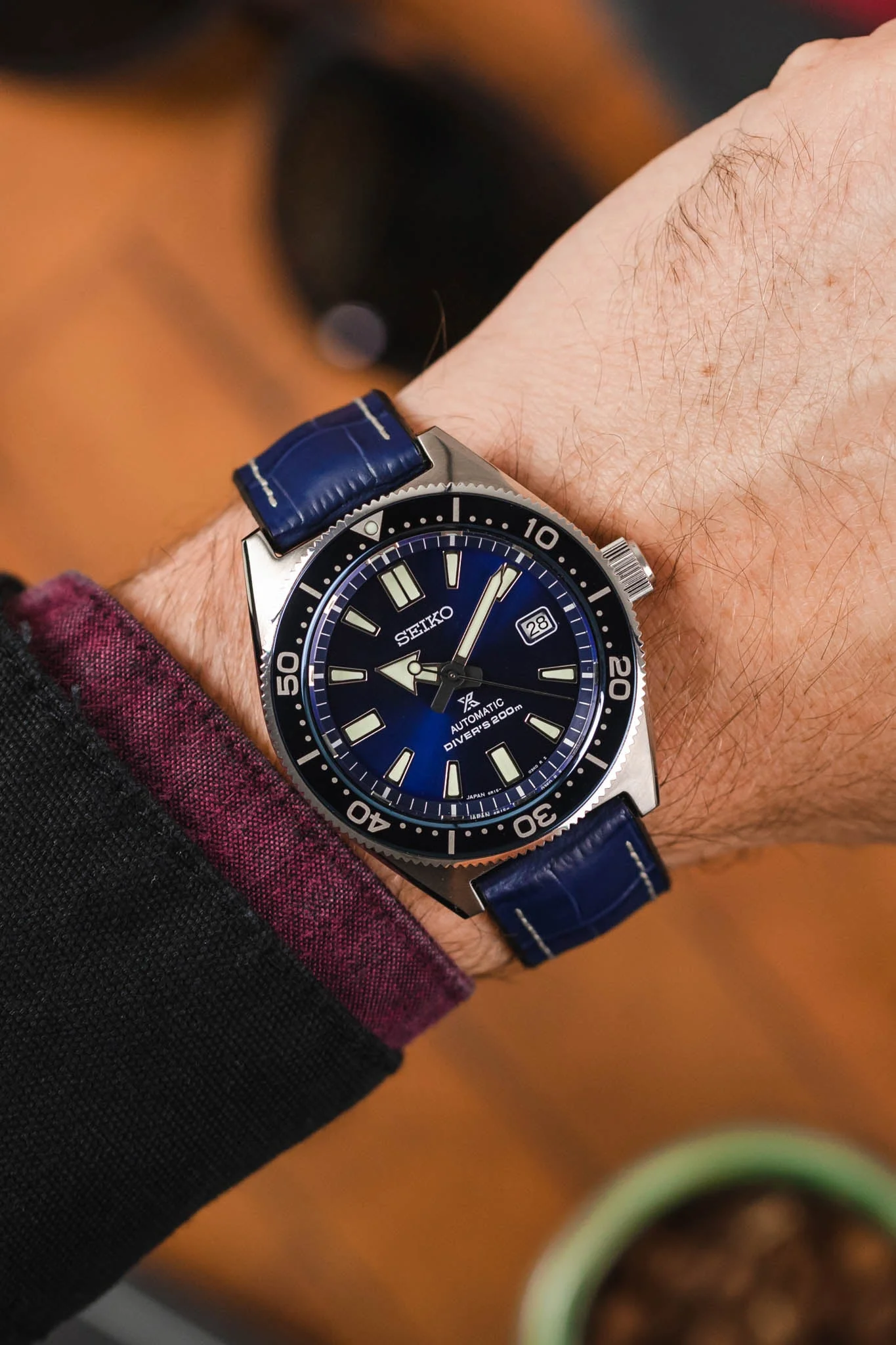 Hirsch GEORGE Alligator Printed Performance Blue Watch Strap - Image 2