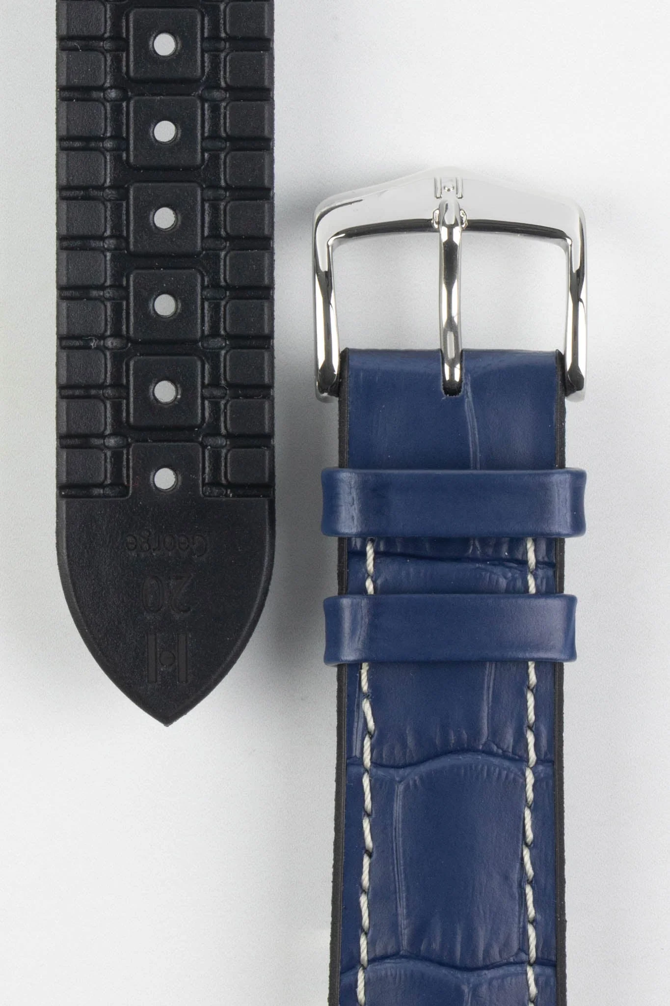 Hirsch GEORGE Alligator Printed Performance Blue Watch Strap - Image 3