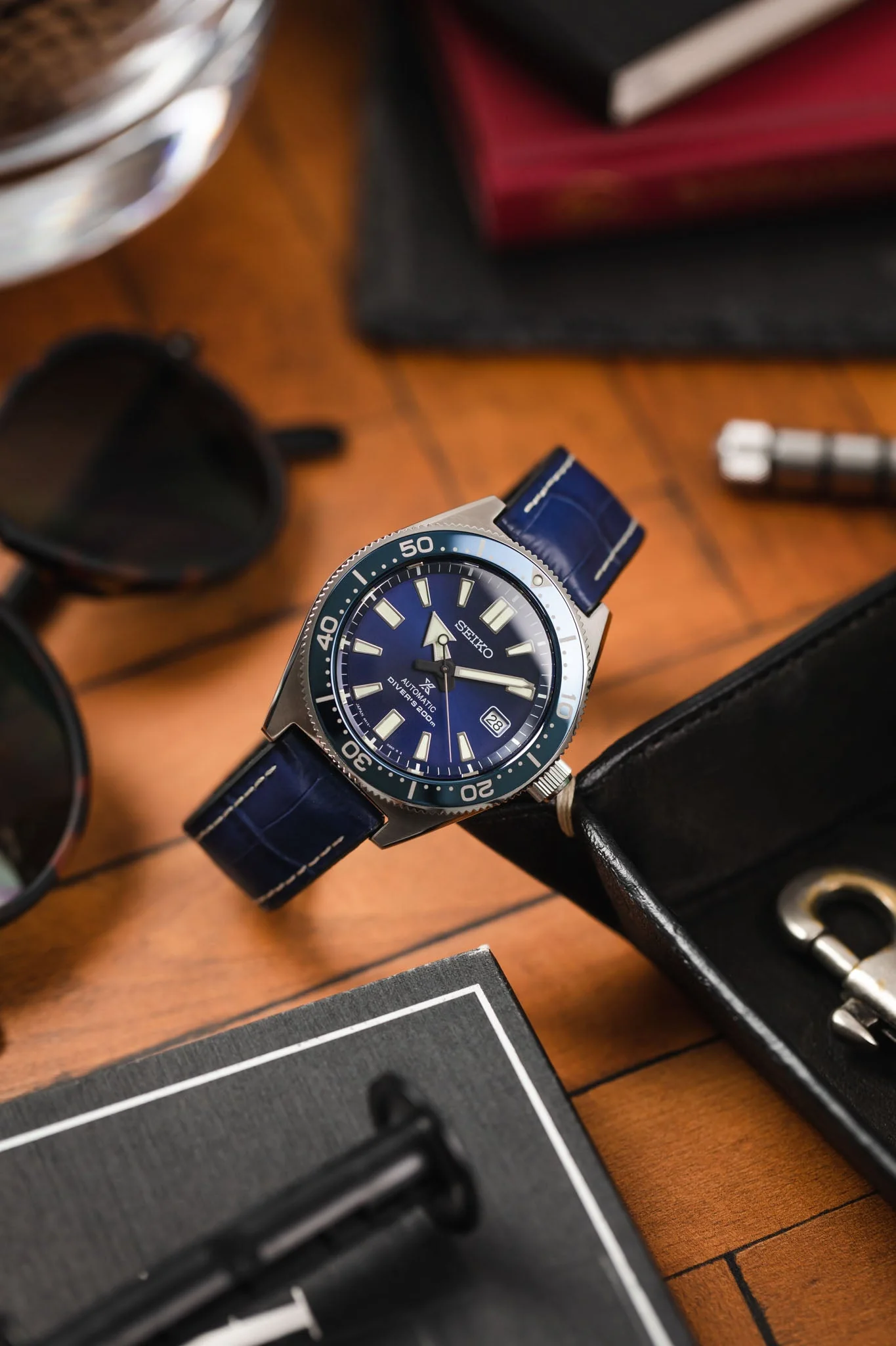 Hirsch GEORGE Alligator Printed Performance Blue Watch Strap - Image 4