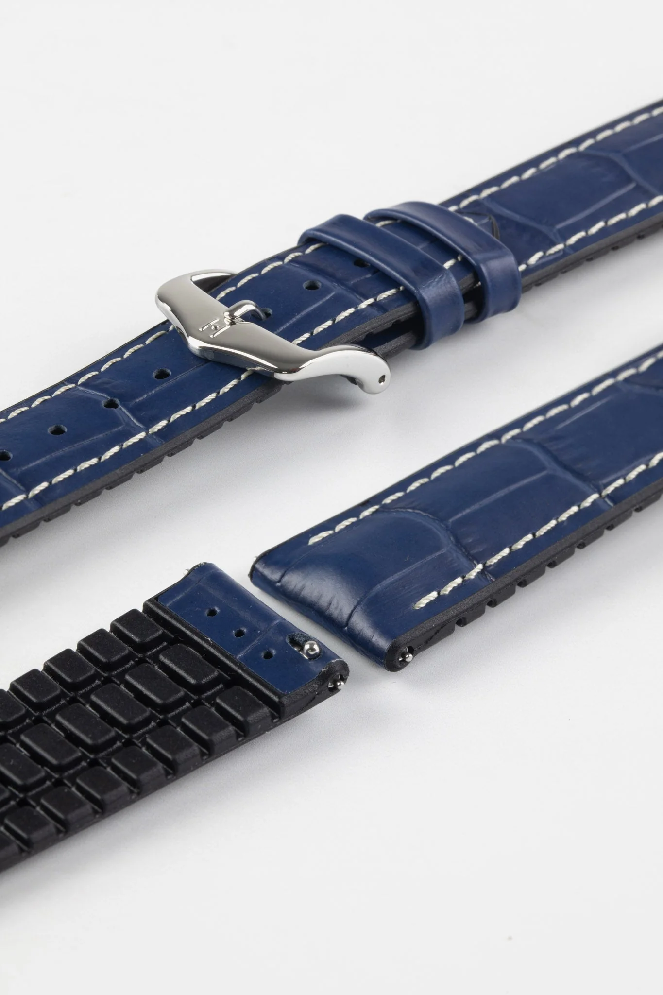 Hirsch GEORGE Alligator Printed Performance Blue Watch Strap - Image 7