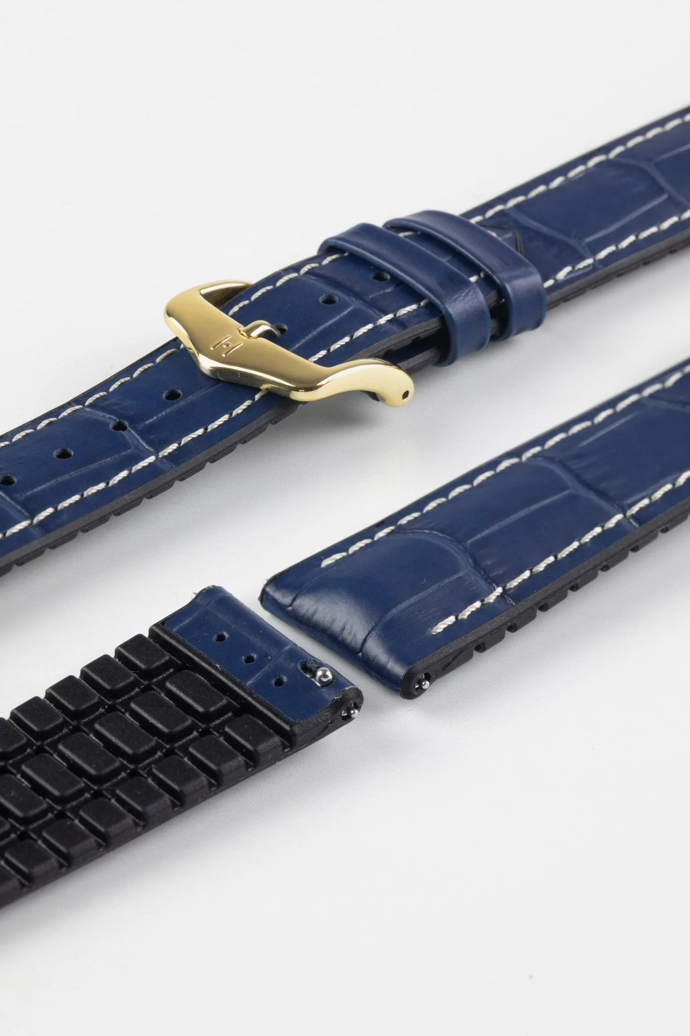 Hirsch GEORGE Alligator Printed Performance Blue Watch Strap - Image 8