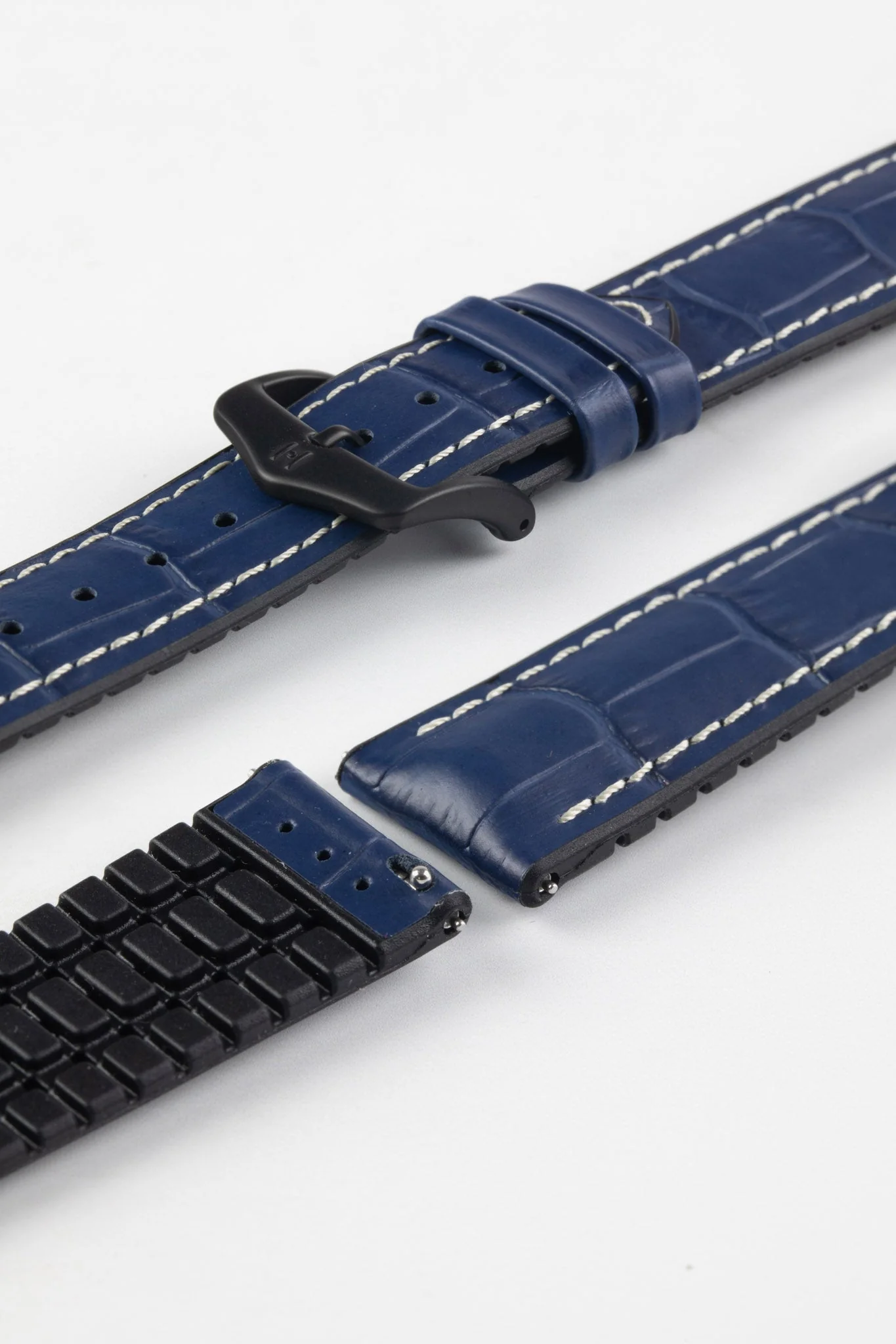 Hirsch GEORGE Alligator Printed Performance Blue Watch Strap - Image 9