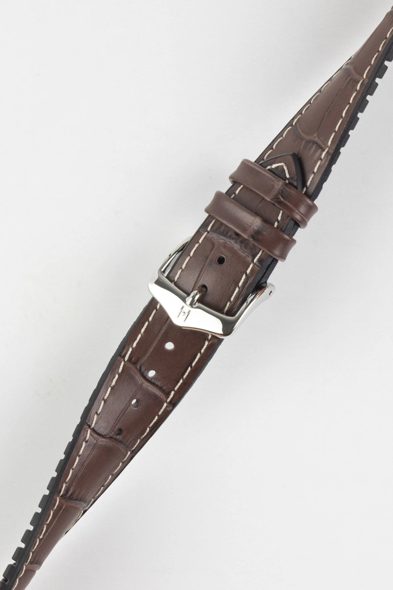 Hirsch GEORGE Alligator Embossed Performance Watch Strap in BROWN - Image 5