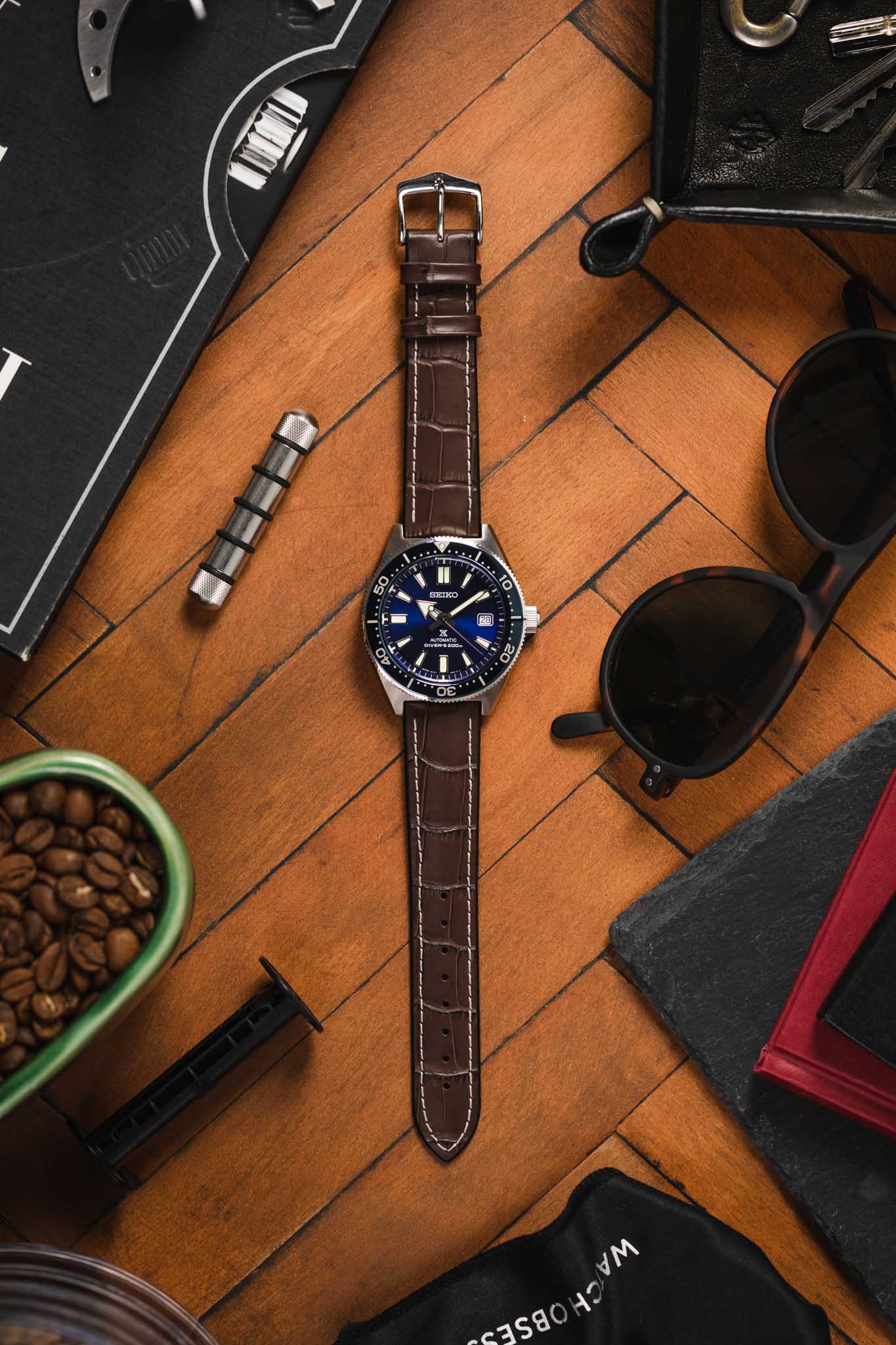 Hirsch GEORGE Alligator Embossed Performance Watch Strap in BROWN - Image 6