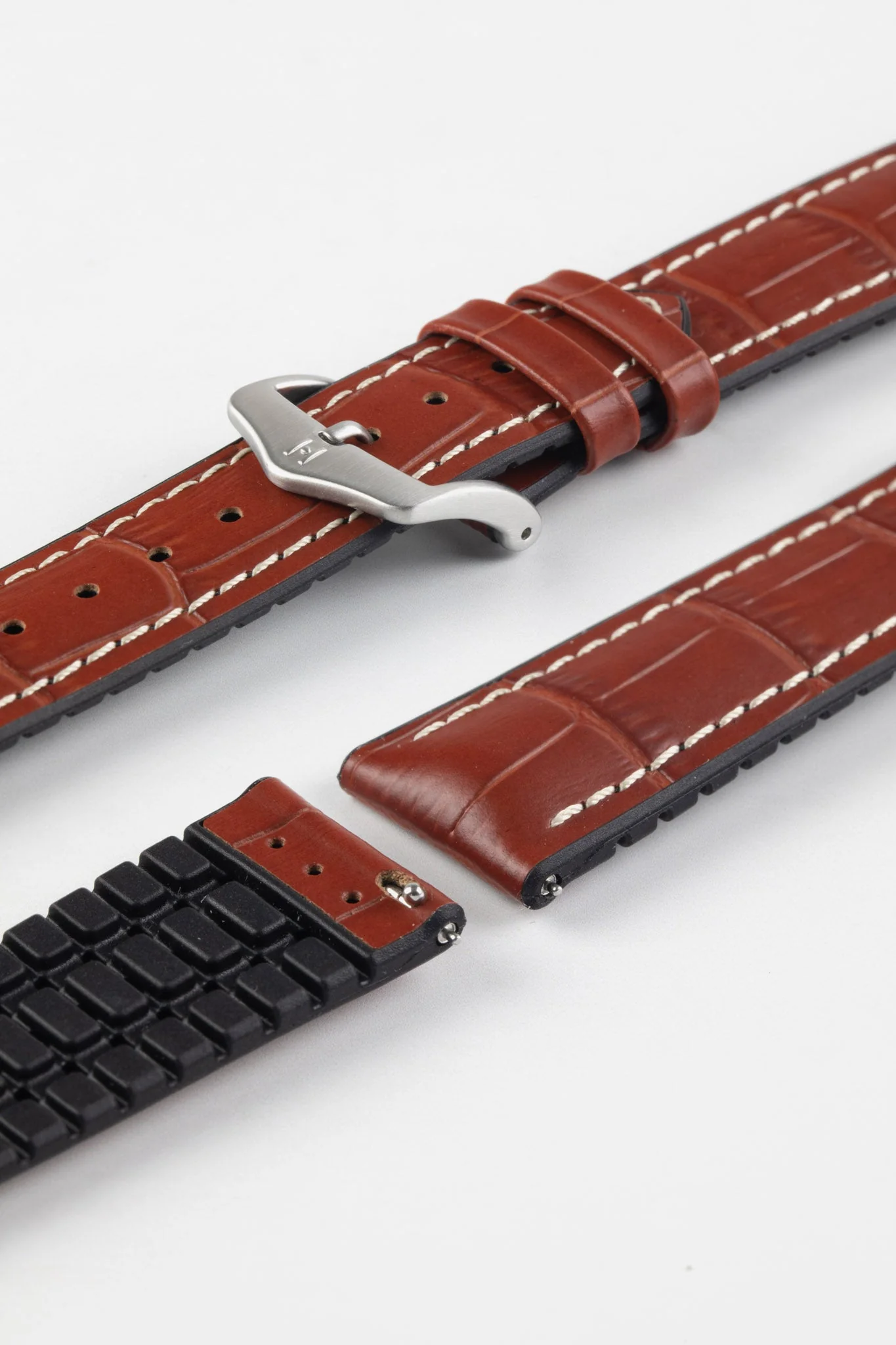 Hirsch GEORGE Alligator Embossed Performance Watch Strap in GOLD BROWN - Image 10