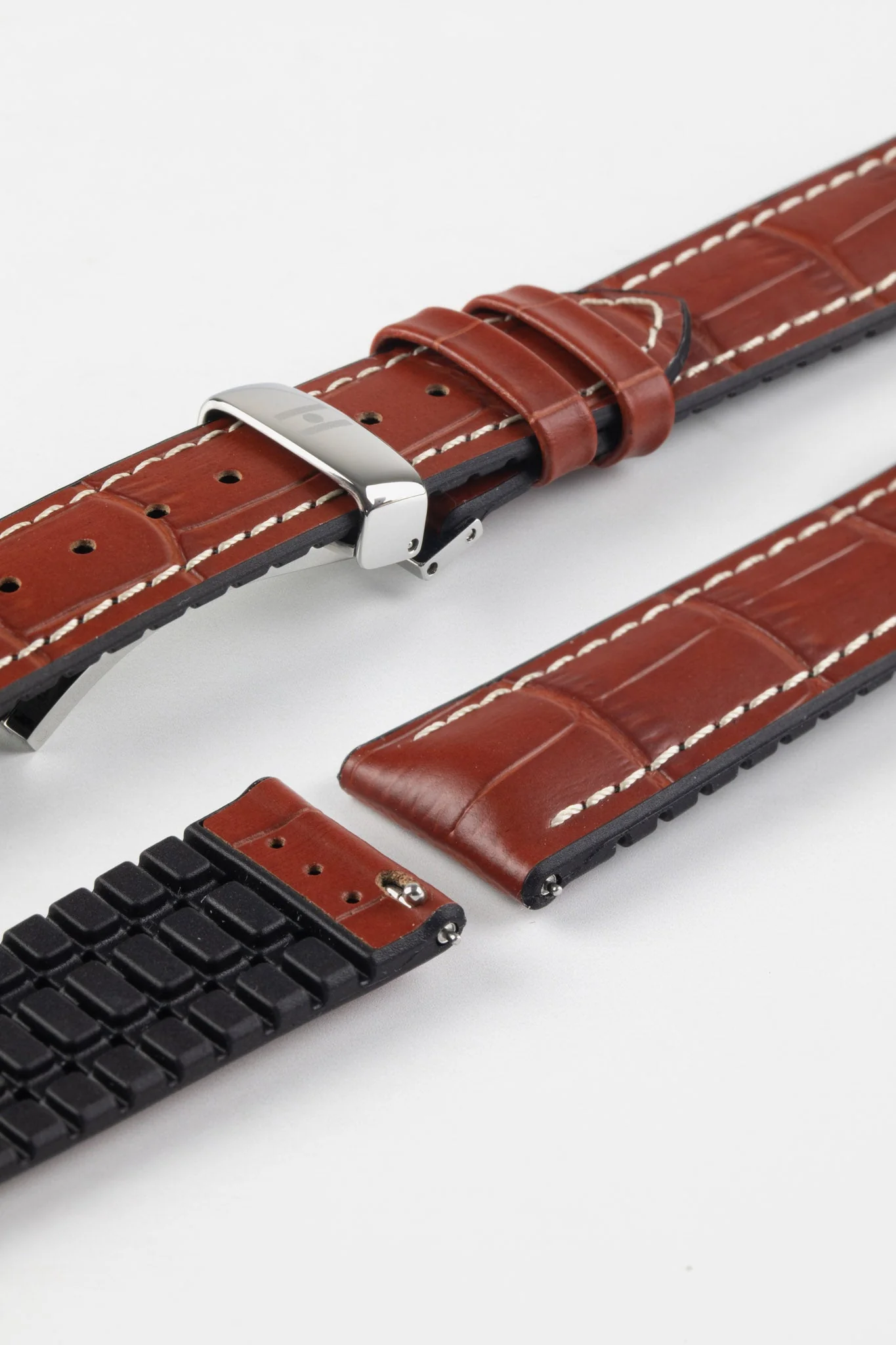 Hirsch GEORGE Alligator Embossed Performance Watch Strap in GOLD BROWN - Image 11