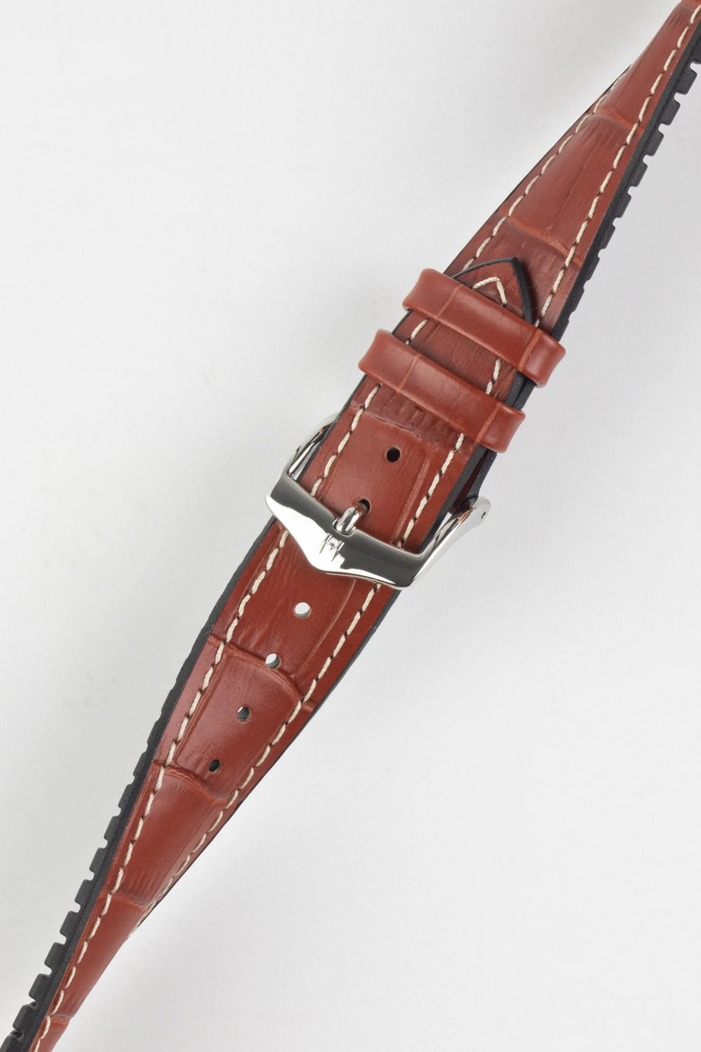 Hirsch GEORGE Alligator Embossed Performance Watch Strap in GOLD BROWN - Image 5