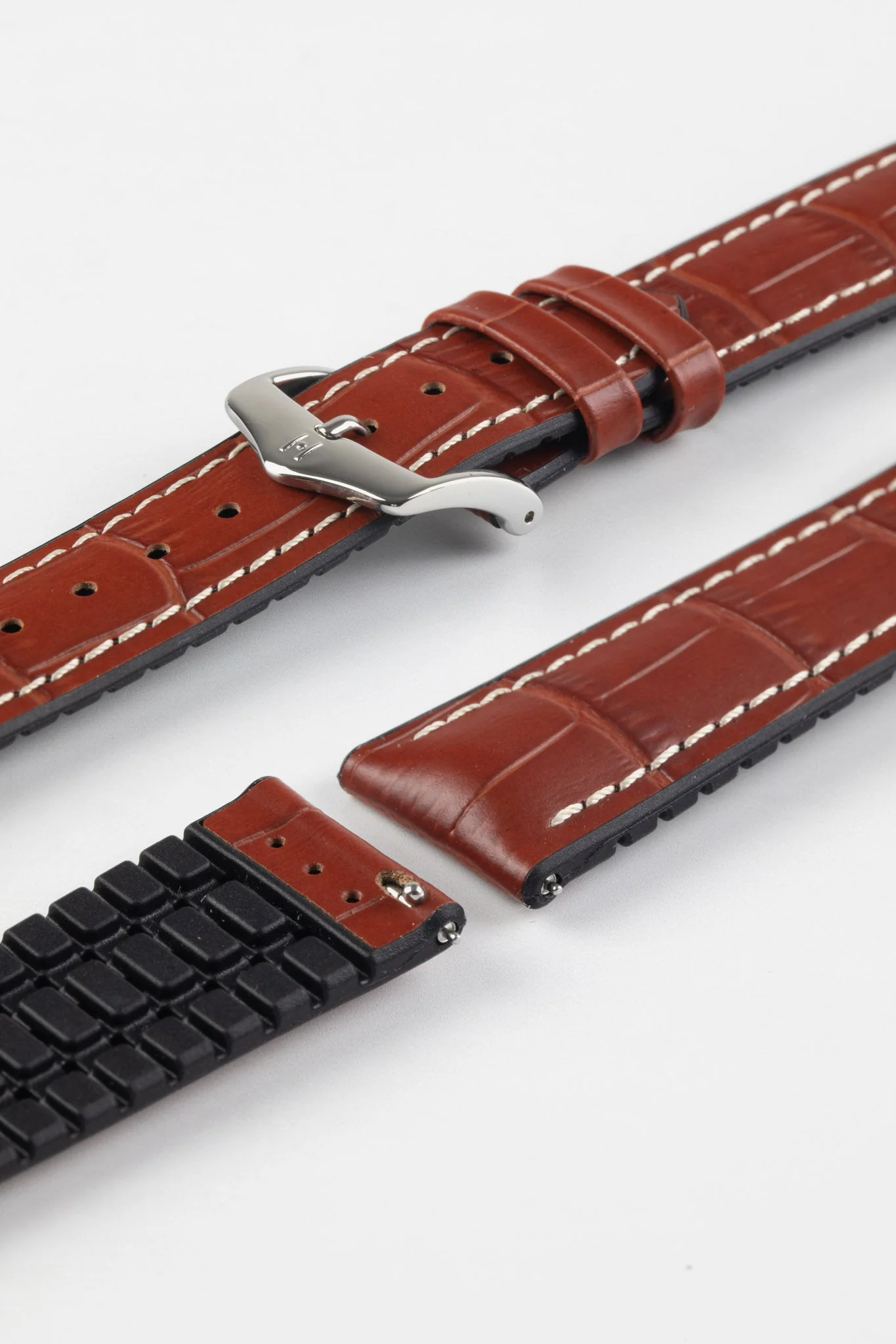 Hirsch GEORGE Alligator Embossed Performance Watch Strap in GOLD BROWN - Image 7