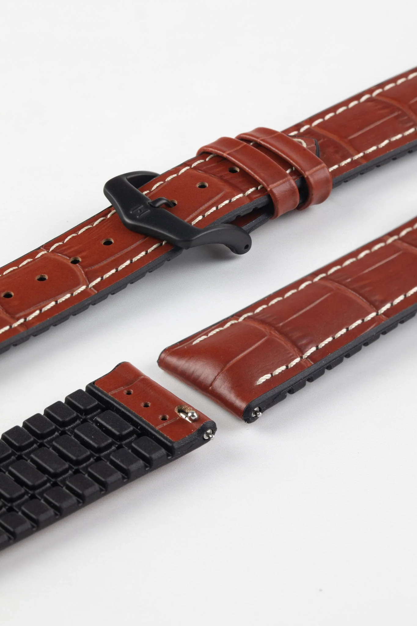 Hirsch GEORGE Alligator Embossed Performance Watch Strap in GOLD BROWN - Image 9